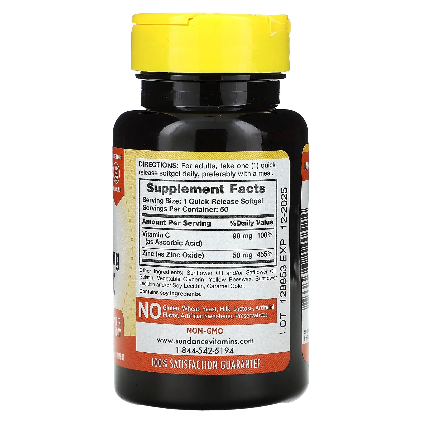 Sundance Vitamins, Absorbable Zinc + Vitamin C, 50  Quick Release Softgels - Image 2