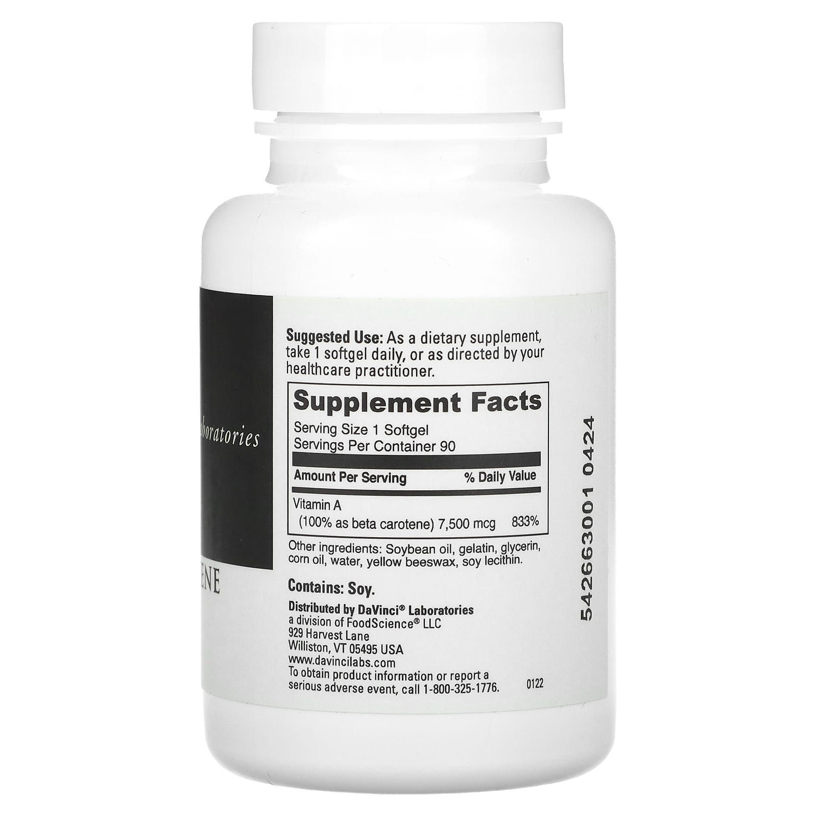 Boost Vitamin A Levels with DaVinci Labs Beta Carotene 7,500 mcg - Image 2