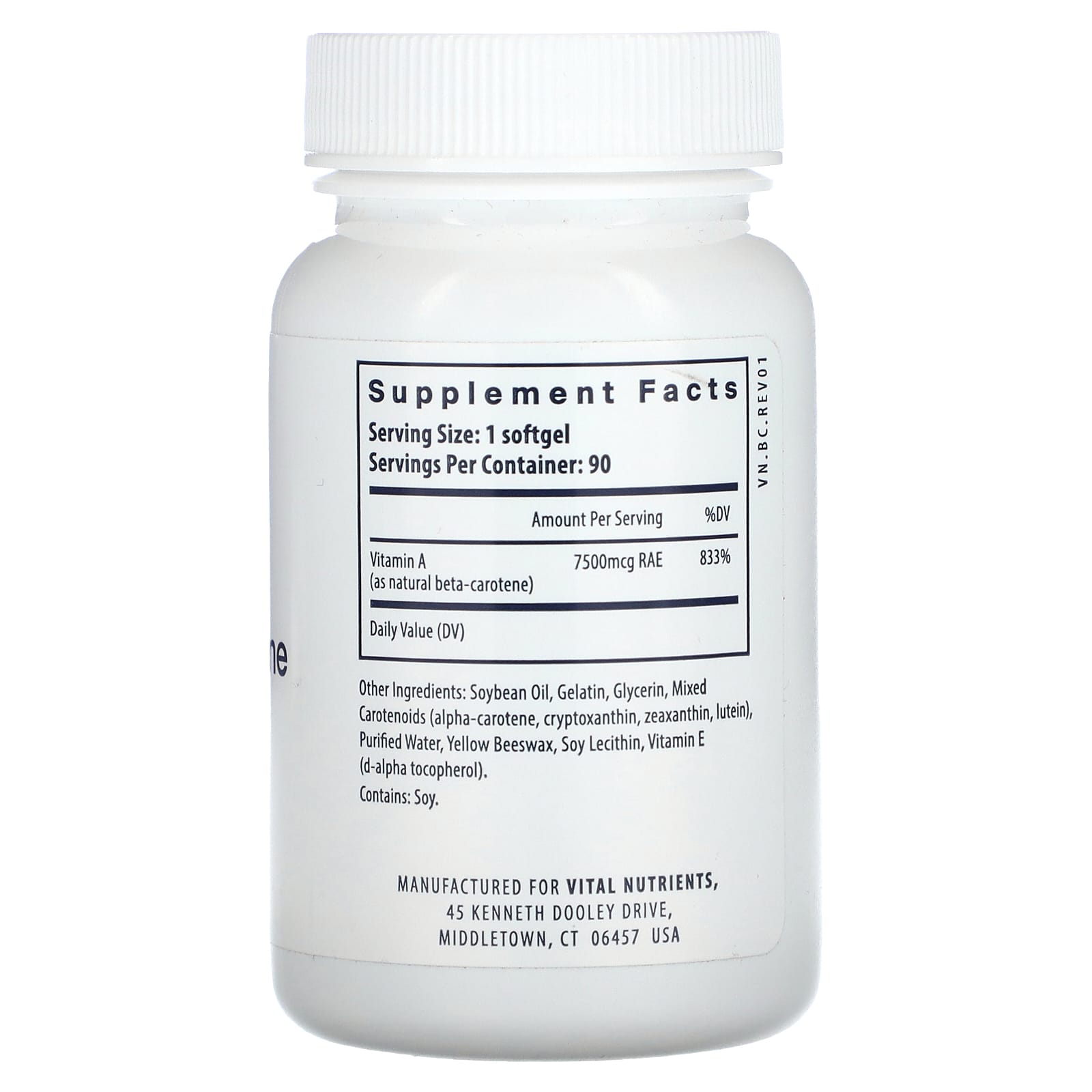 Vital Nutrients, Natural Beta Carotene, 90 Softgels (7,500 mcg RAE per Softgel) - Image 2