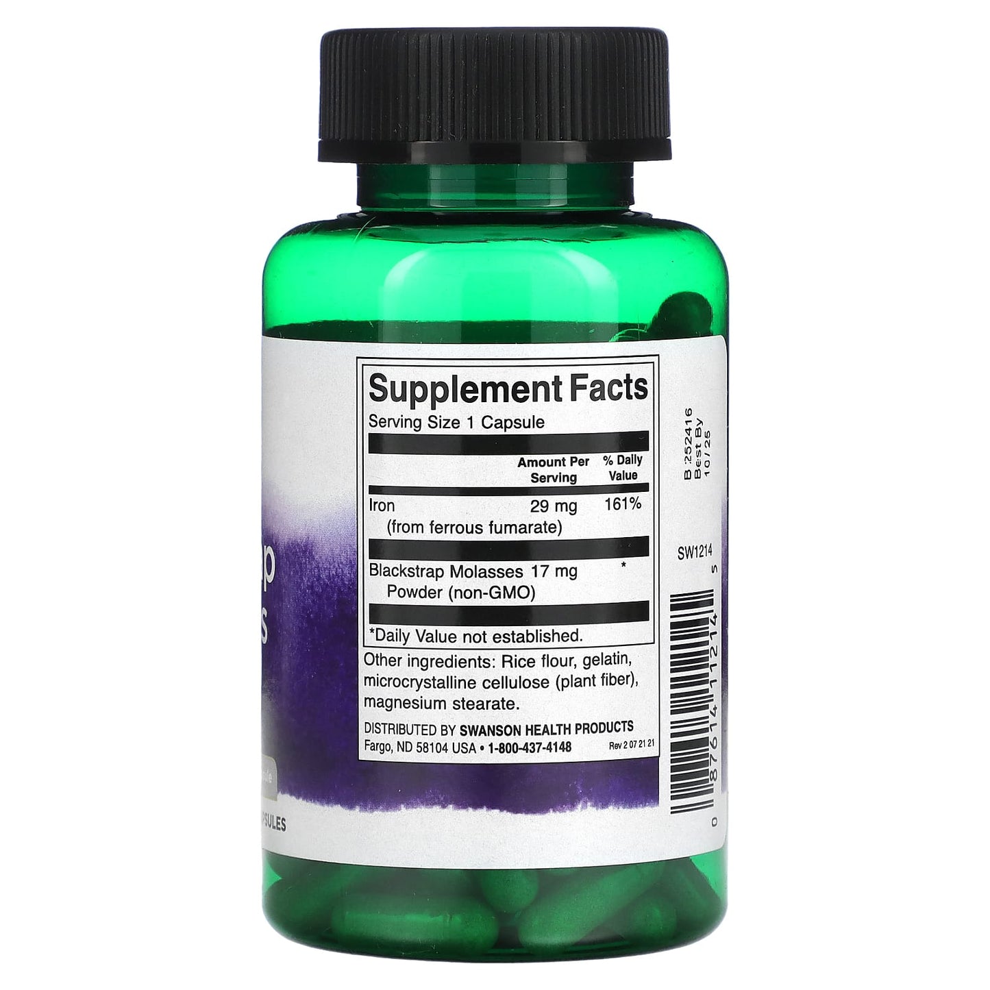 Swanson, Blackstrap Molasses With Iron, 120 Capsules - Image 2