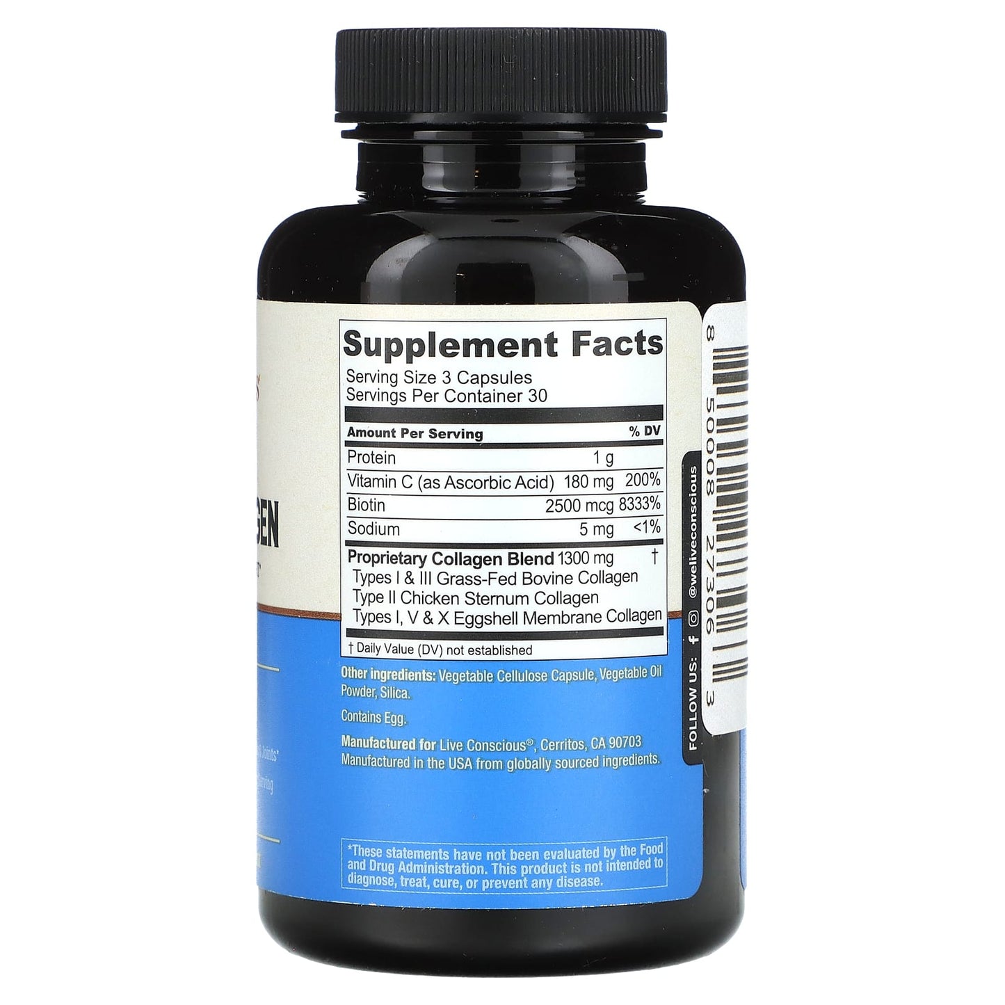 Live Conscious, Beyond Collagen, With Biotin & Vitamin C, 90 Capsules - Image 2