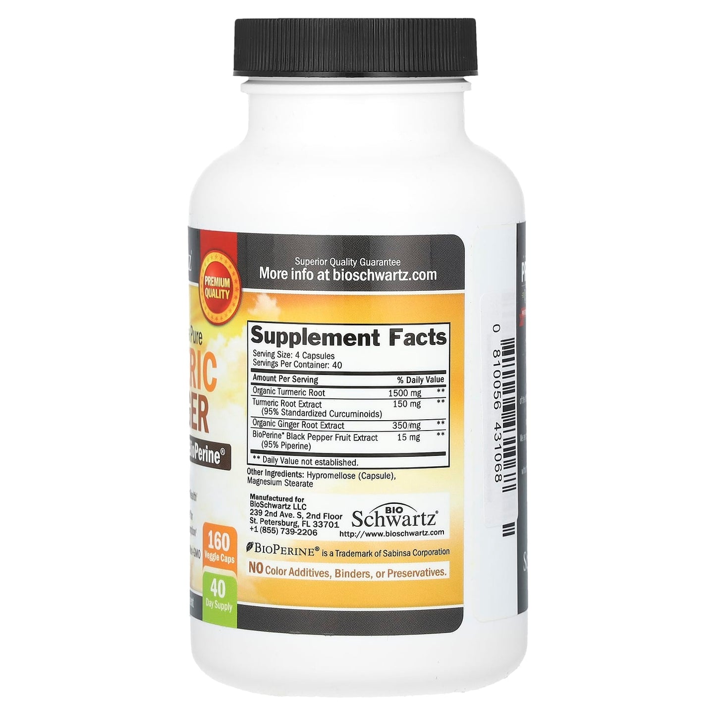 BioSchwartz Turmeric & Ginger Supplement with BioPerine, 160 Caps - Image 2
