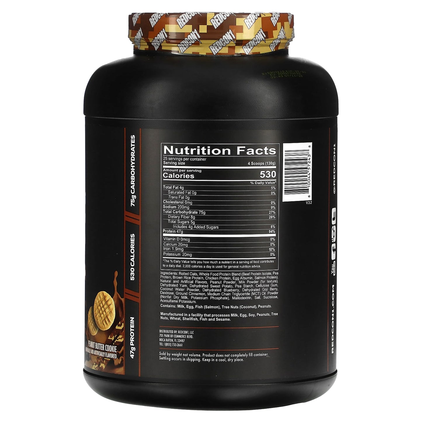 Redcon1, MRE, Whole Food Protein, Peanut Butter Cookie, 7.16 lb (3,250 g) - Image 2