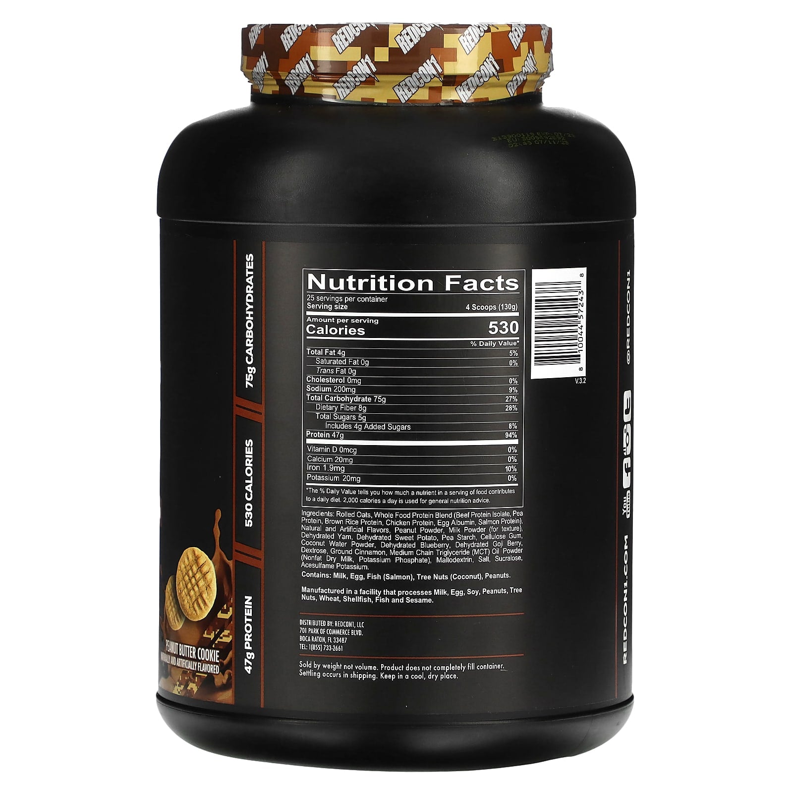 Redcon1, MRE, Whole Food Protein, Peanut Butter Cookie, 7.16 lb (3,250 g) - Image 2