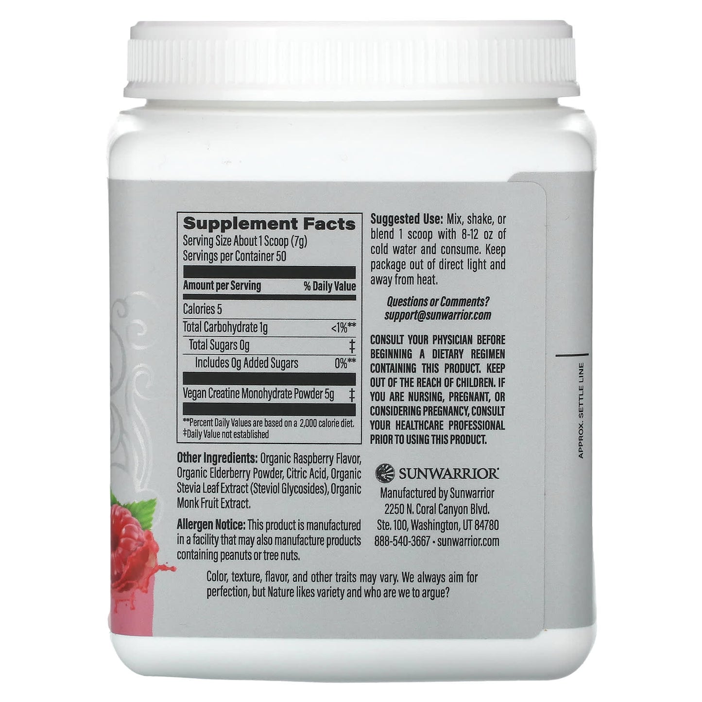 Sunwarrior, Sport, Active Creatine Monohydrate, Raspberry, 12.34 oz (350 g) - Image 2
