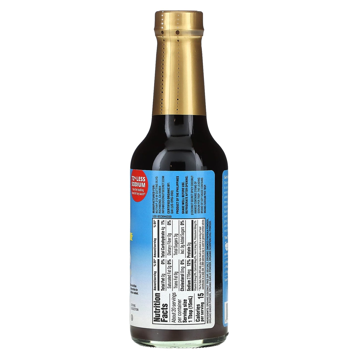 Coconut Secret, Organic Spicy Coconut Aminos Seasoning Sauce, Medium Hot , 10 fl oz (296 ml)