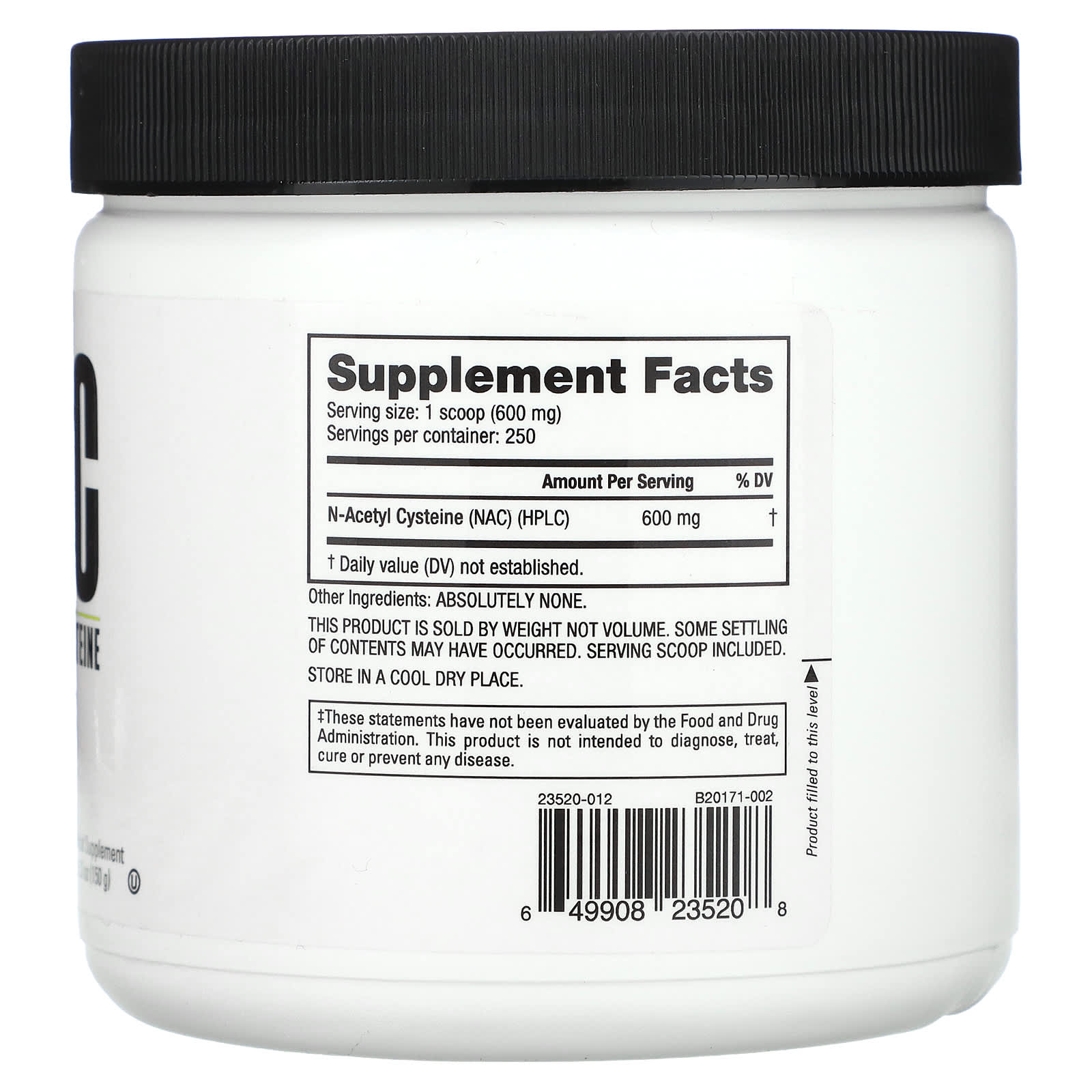 NutraBio, NAC, N-Acetyl Cysteine, 5.3 oz (150 g) - Image 2