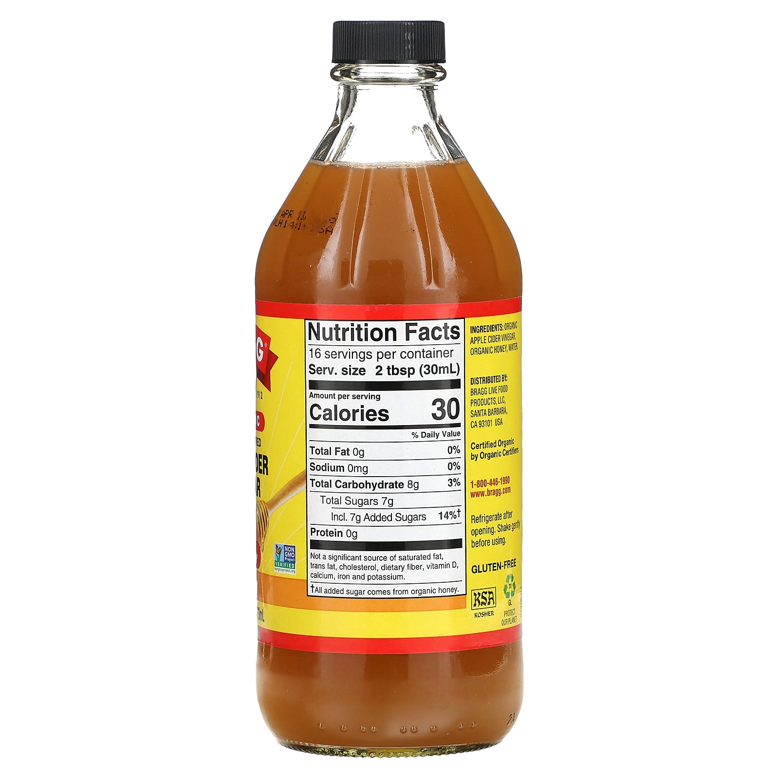Organic Apple Cider Vinegar with Mother & Honey by Bragg - 16 fl oz - Image 2