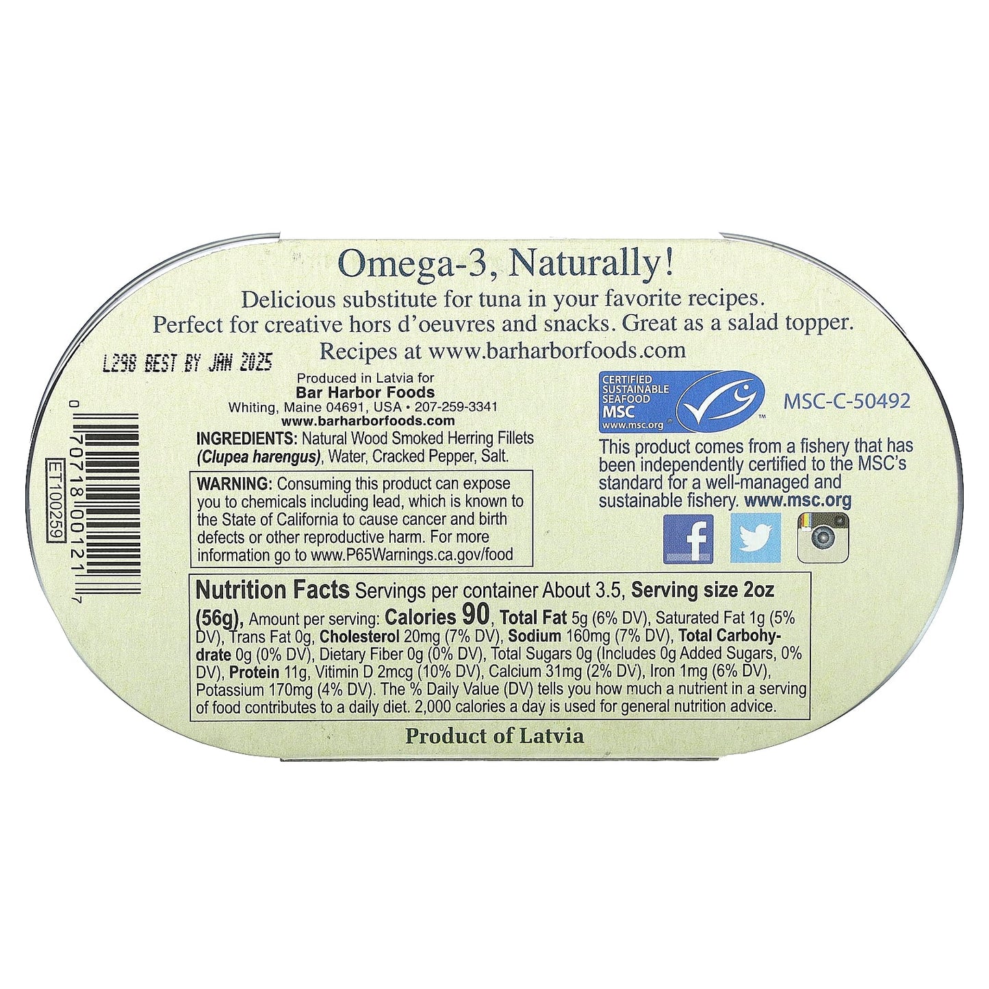 Wild Herring Fillets in Cracked Pepper by Bar Harbor, 6.7 oz - Image 2