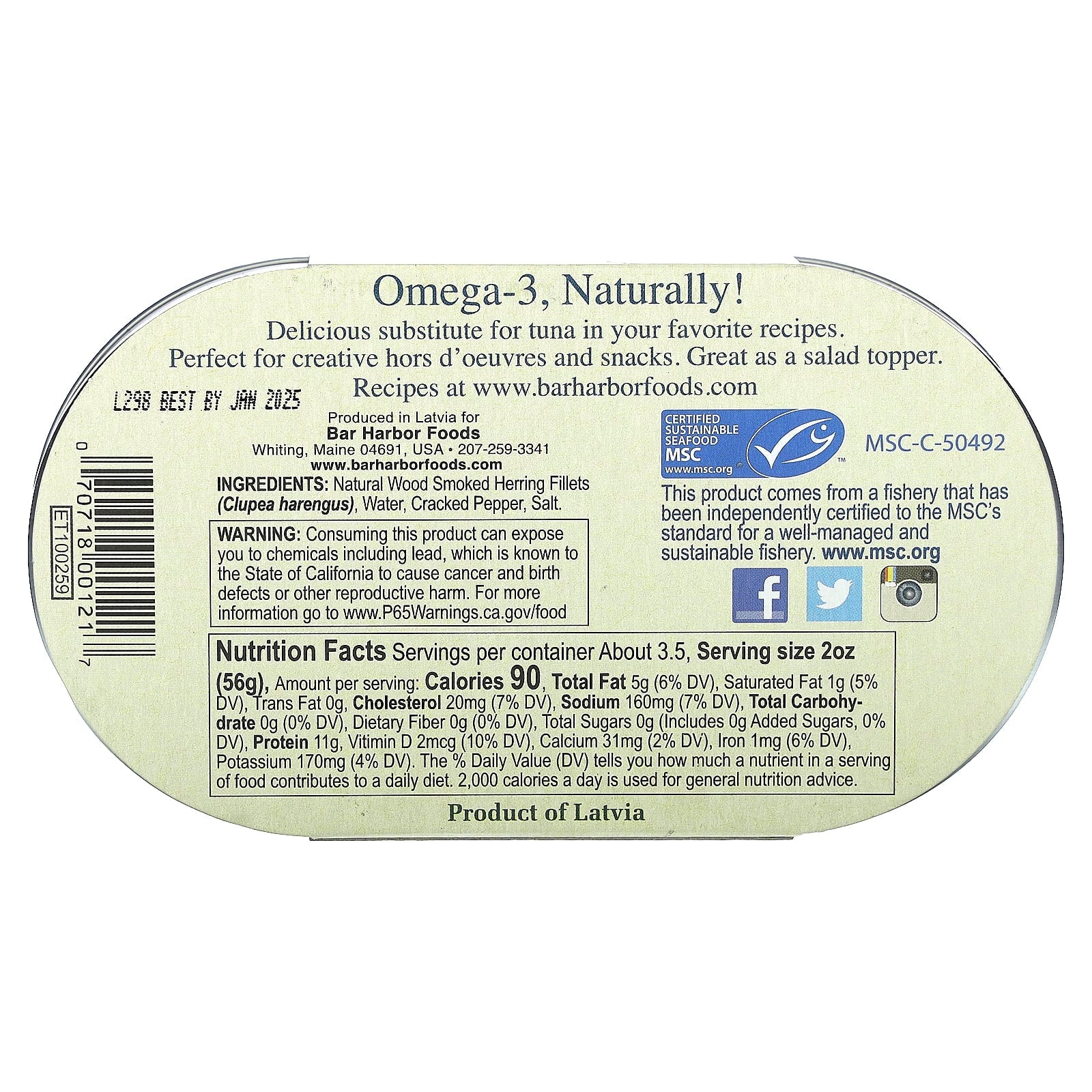 Wild Herring Fillets in Cracked Pepper by Bar Harbor, 6.7 oz - Image 2