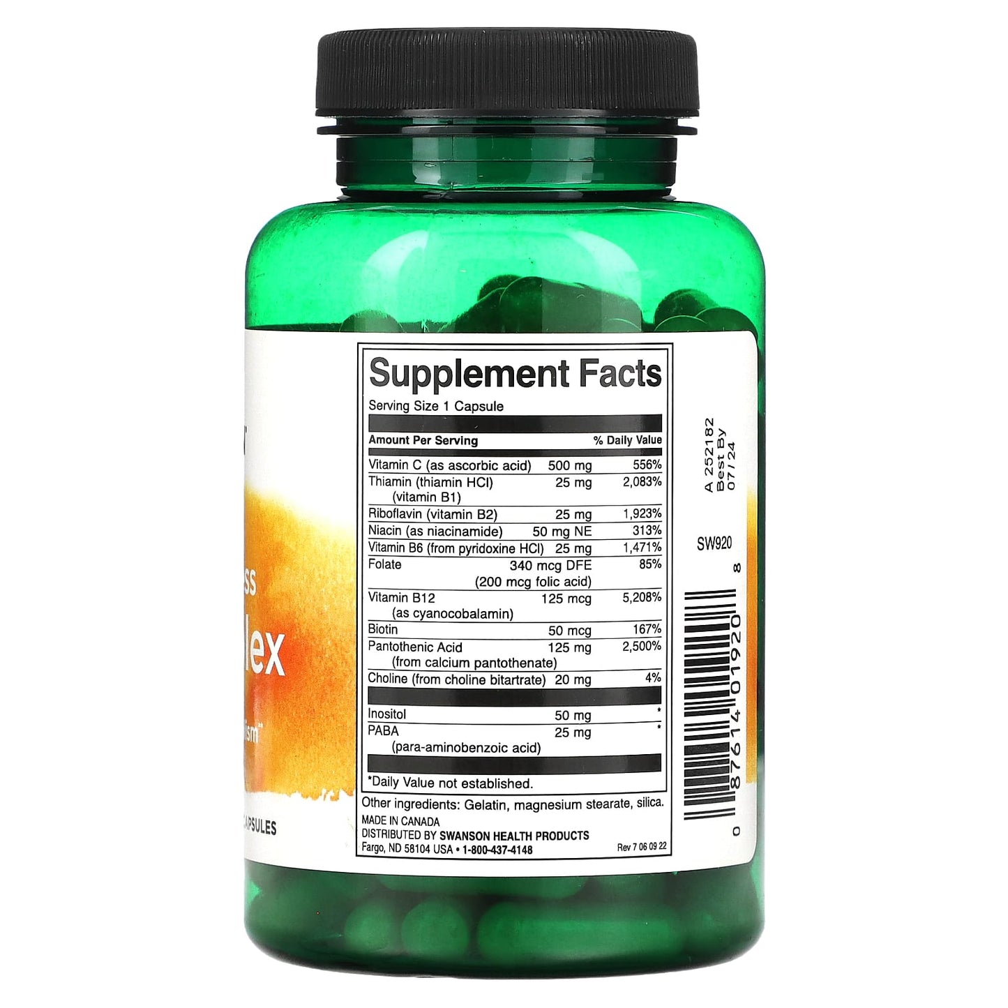Swanson, Super Stress, B-Complex, With Vitamin C, 100 Capsules - Image 2