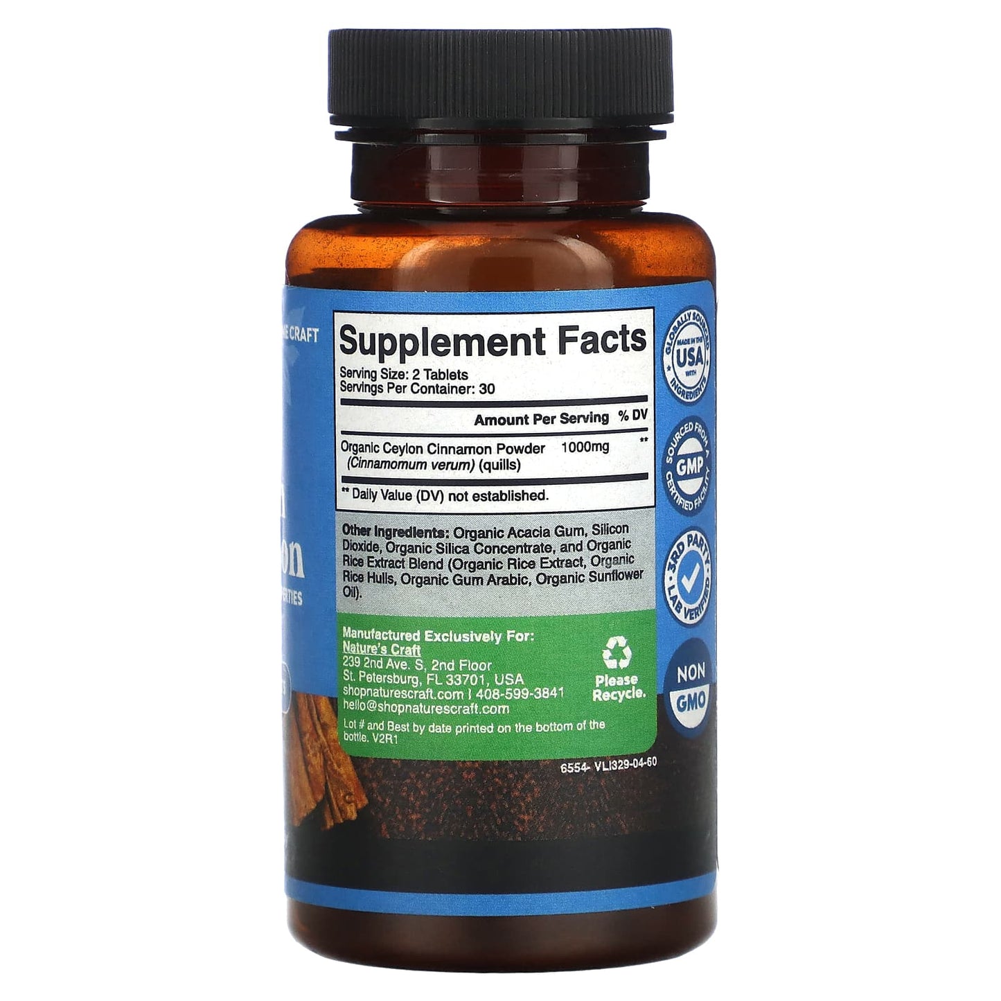 Nature's Craft, Ceylon Cinnamon, 60 Tablets (500 mg per Tablet) - Image 2