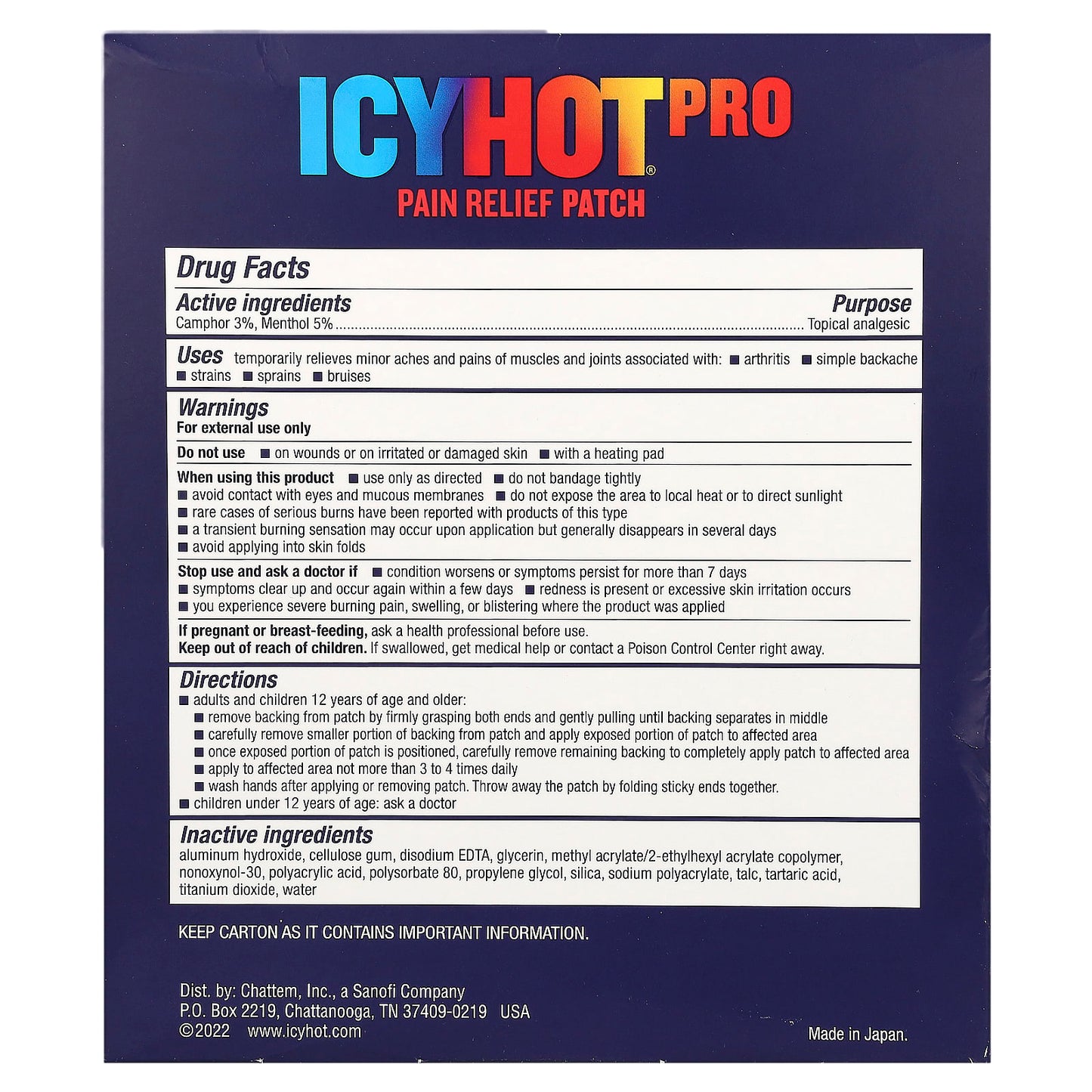 Icy Hot Pro Pain Relief Patches, Fast-Acting & Long-Lasting - Image 2
