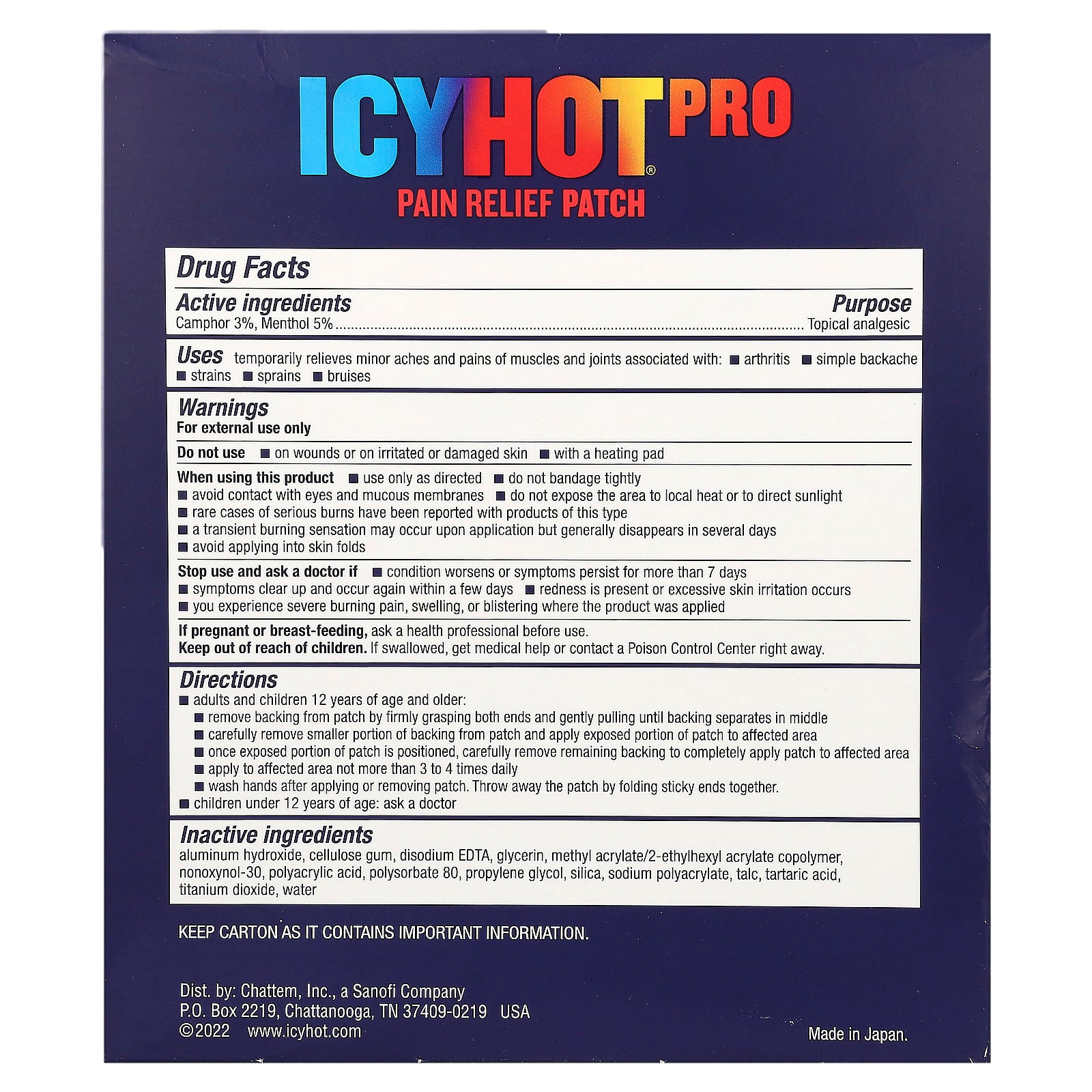 Icy Hot Pro Pain Relief Patches, Fast-Acting & Long-Lasting - Image 2