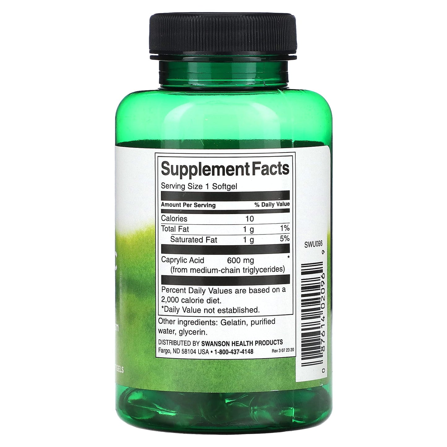 Swanson, Caprylic Acid, 600 mg, 60 Softgels - Image 2