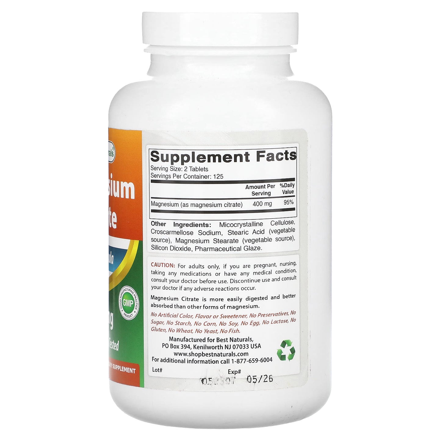 Best Naturals Magnesium Citrate Supplement, 200mg, 250 Tablets for Energy & Bone Health - Image 2