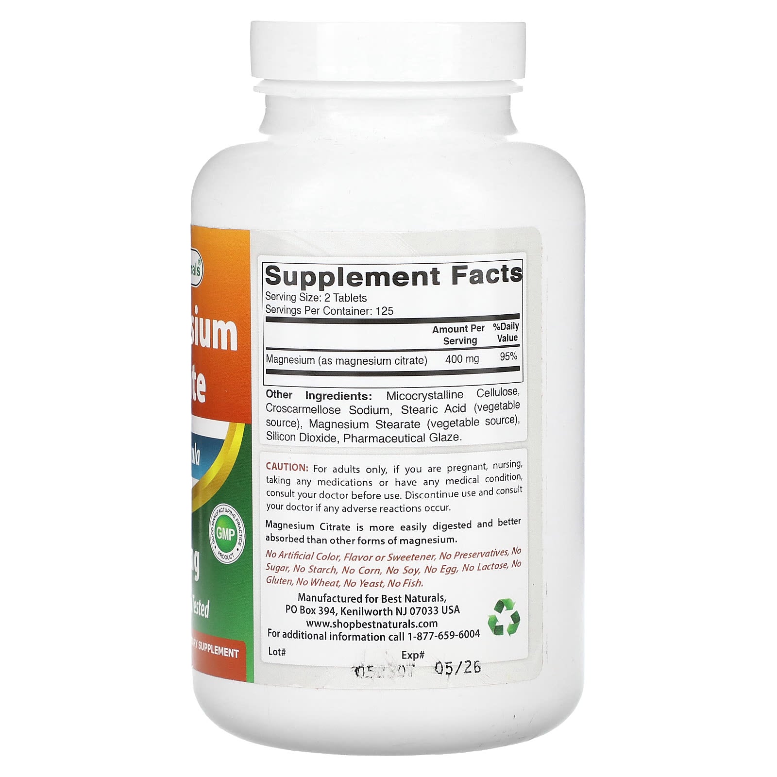 Best Naturals Magnesium Citrate Supplement, 200mg, 250 Tablets for Energy & Bone Health - Image 2