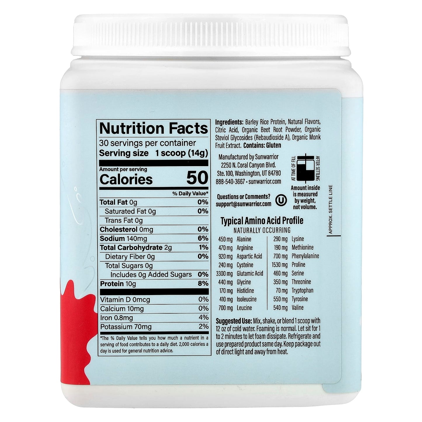 Sunwarrior, Clear Protein Refresher, Watermelon, 14.8 oz (420 g) - Image 2