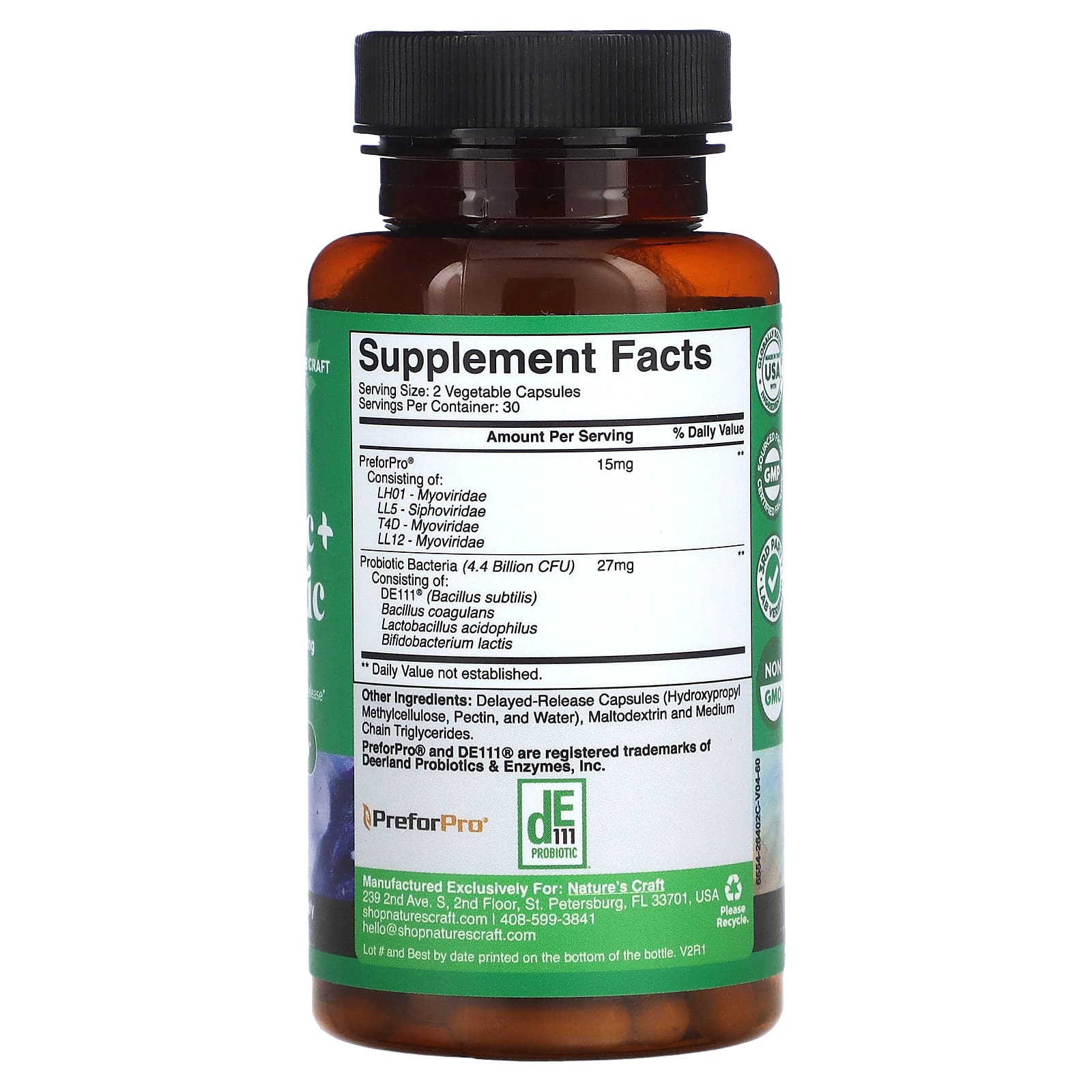 Nature's Craft, Prebiotic + Probiotic, 2.2 Billion CFU, 60 Capsules - Image 2