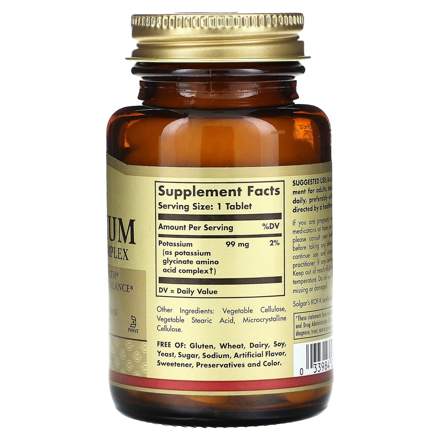 Solgar, Potassium Amino Acid Complex, 100 Tablets (99 mg per Tablet) - Image 2