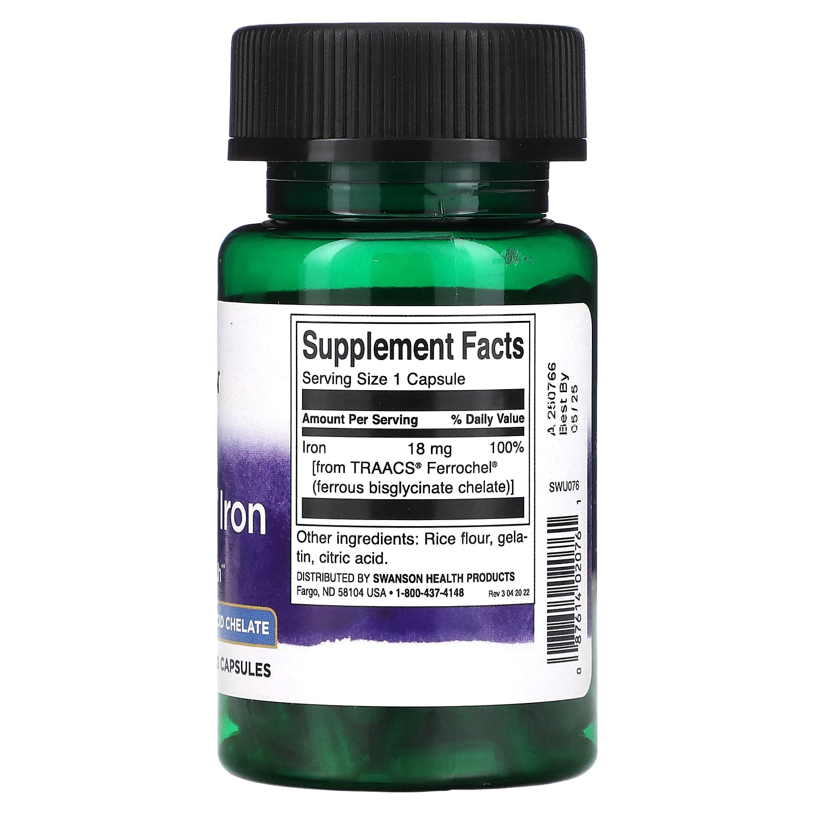 Swanson, Albion, Ferrochel Iron, 18 mg, 180 Capsules - Image 2