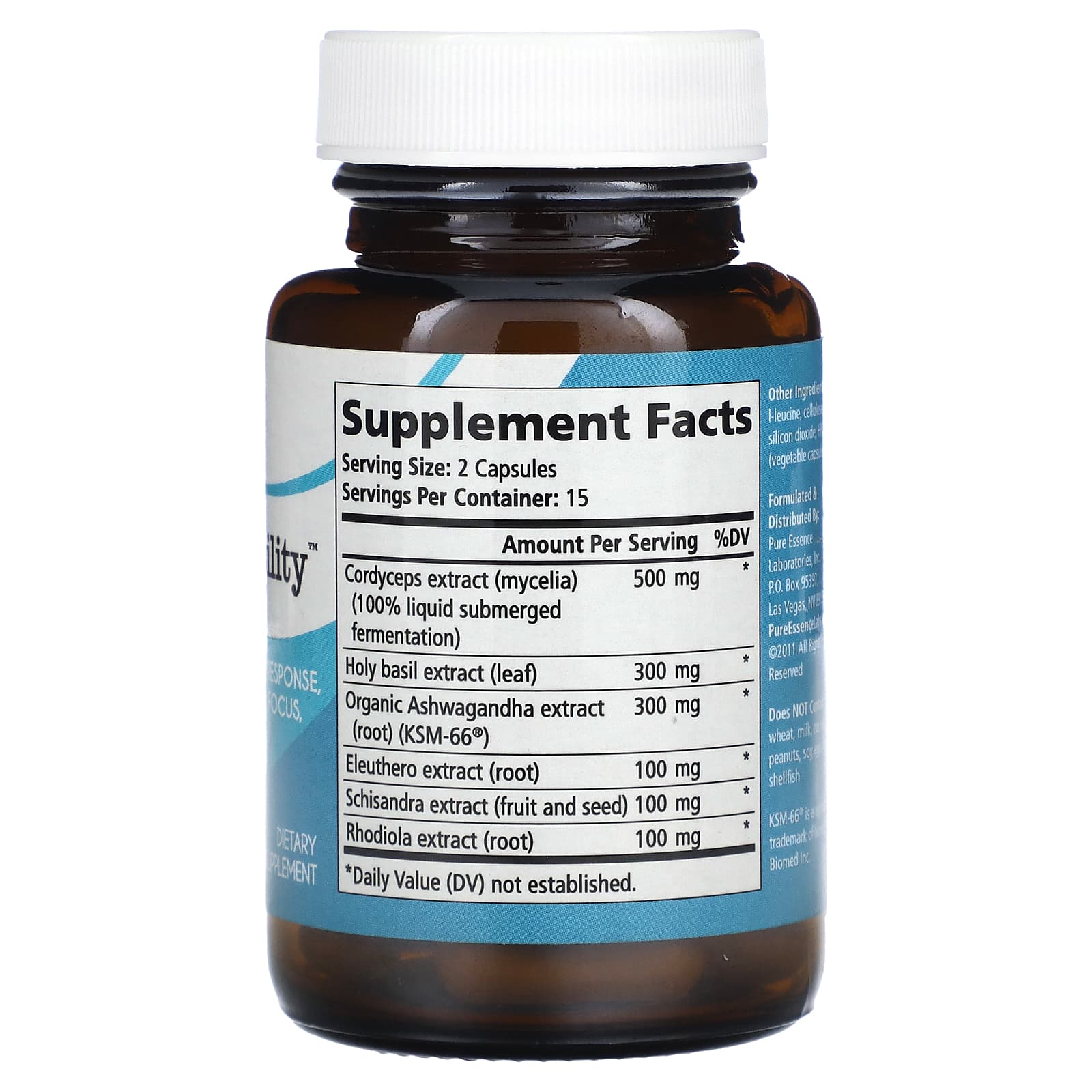 Pure Essence, Adrenal Stability , 30 Vegi-Caps - Image 2