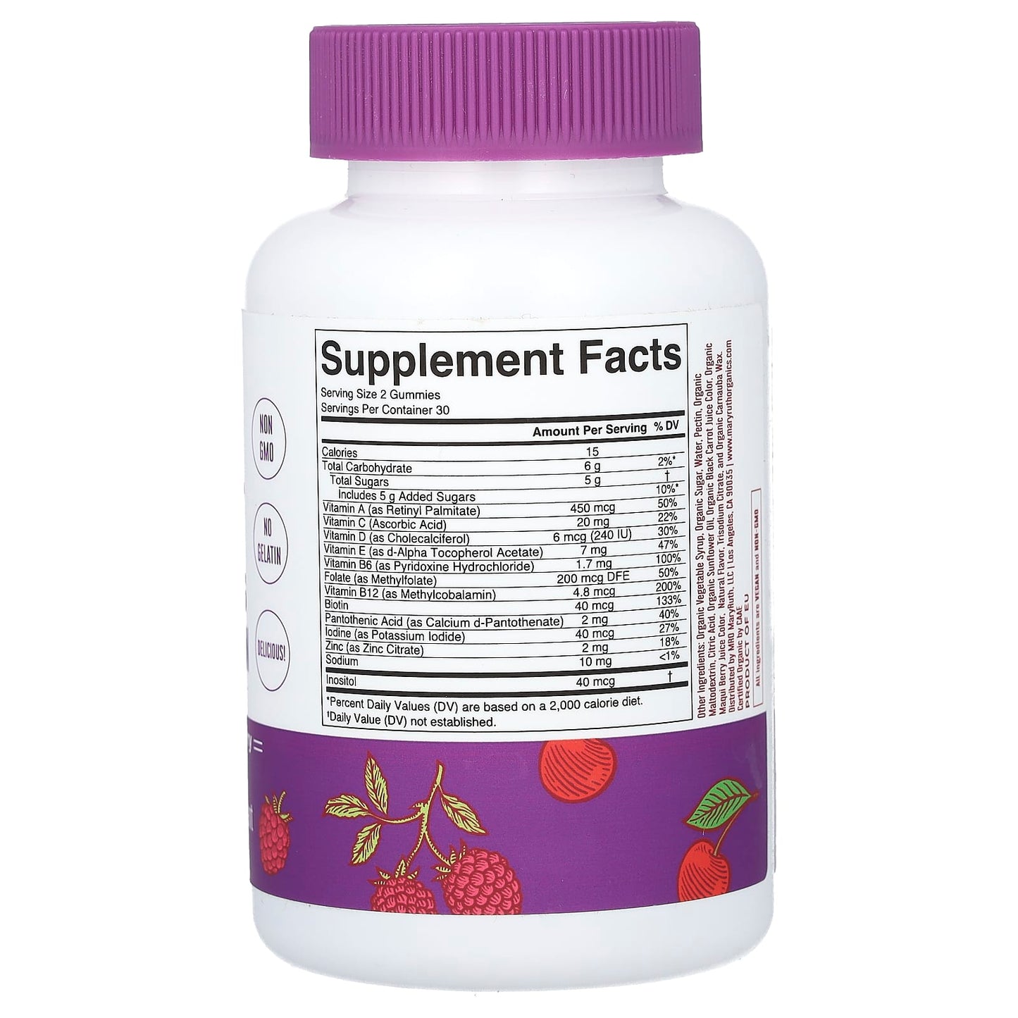 MaryRuth's, Organic Men's Multivitamin Gummies, Cherry & Raspberry, 60 Gummies - Image 2