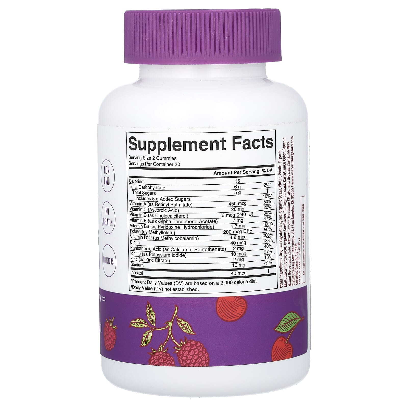 MaryRuth's, Organic Men's Multivitamin Gummies, Cherry & Raspberry, 60 Gummies - Image 2