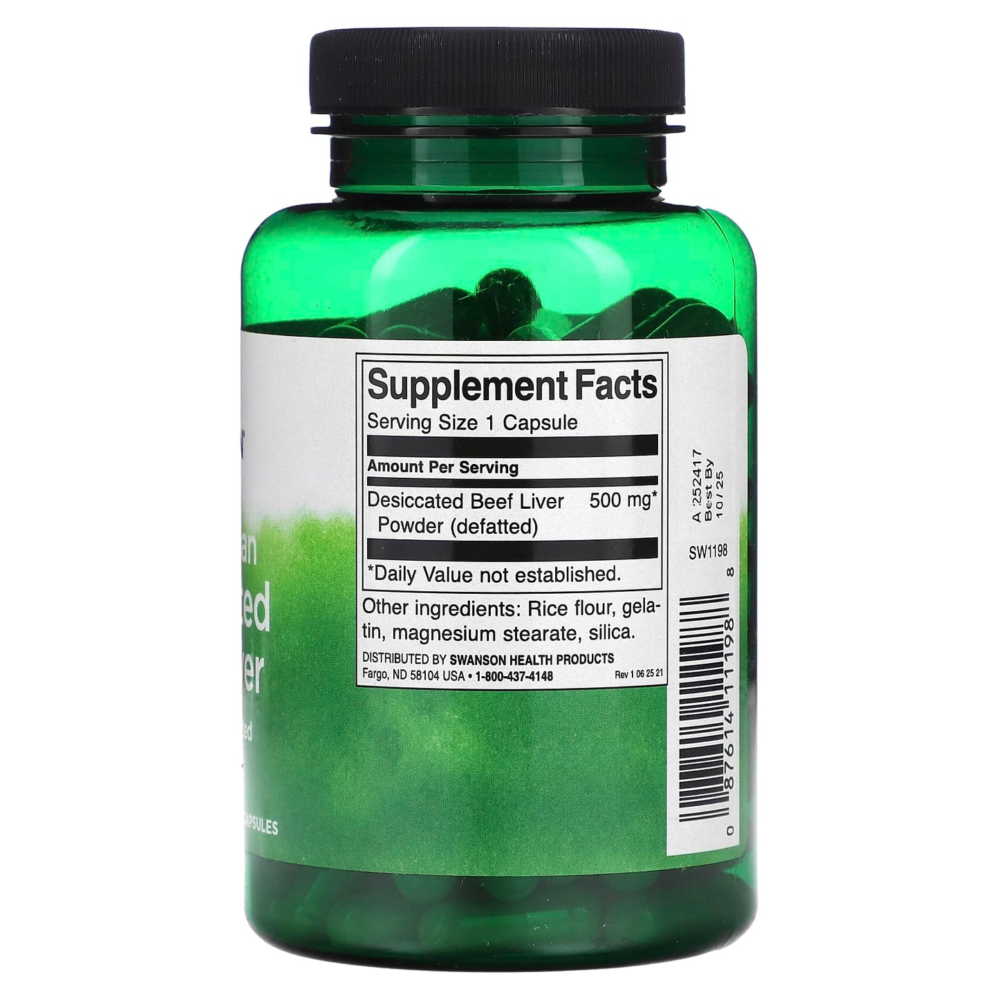 Swanson, Argentinian Desiccated Beef Liver, 500 mg, 120 Capsules - Image 2