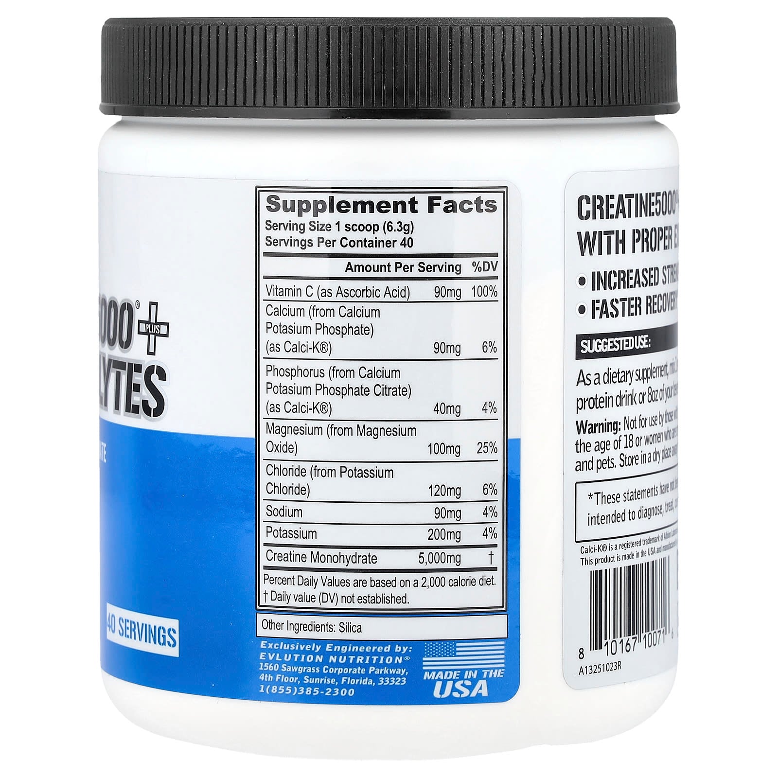 EVLution Nutrition Creatine5000 Plus Electrolytes Unflavored Muscle Building Supplement - Image 2