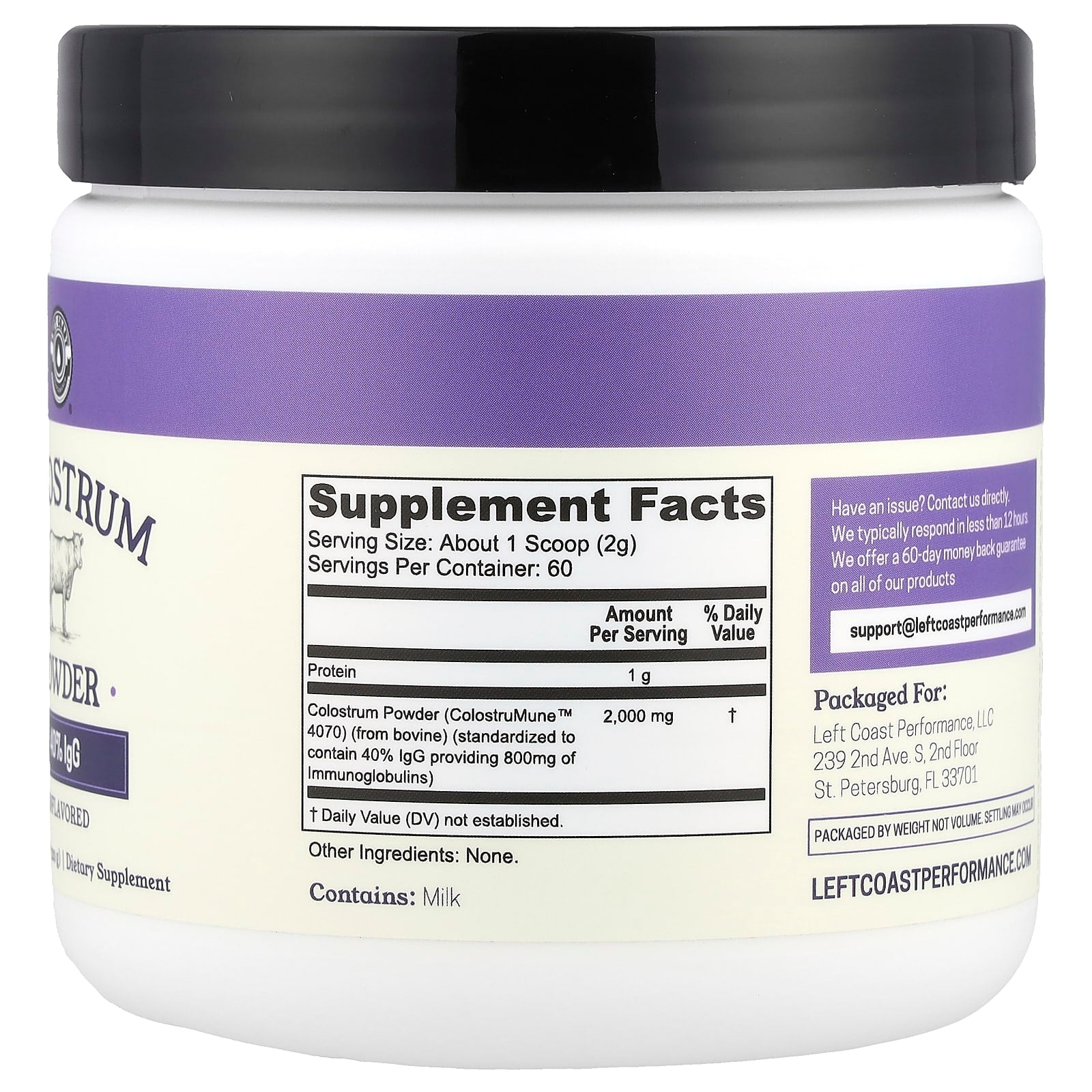 Left Coast Performance, Colostrum Powder, Unflavored, 4.23 oz (120 g) - Image 2