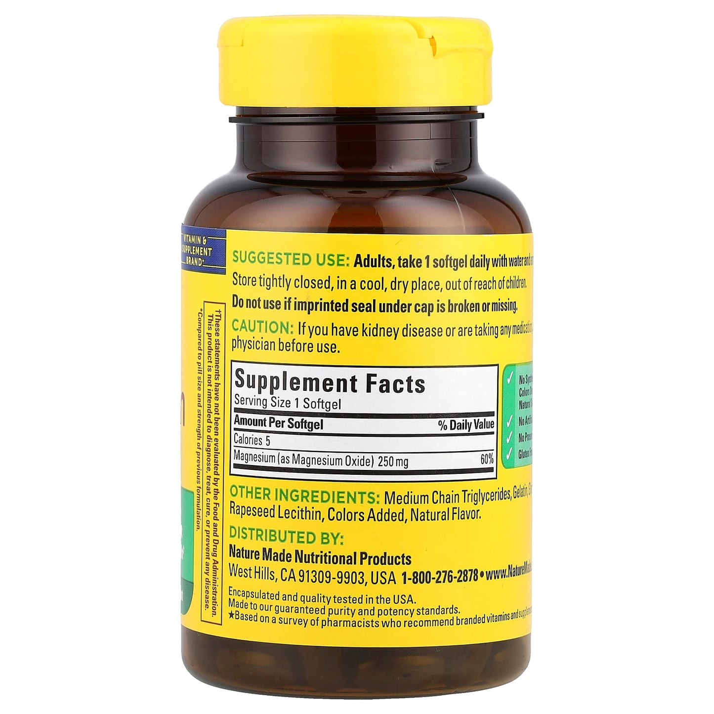 Nature Made, Magnesium, 250 mg, 90 Softgels - Image 2