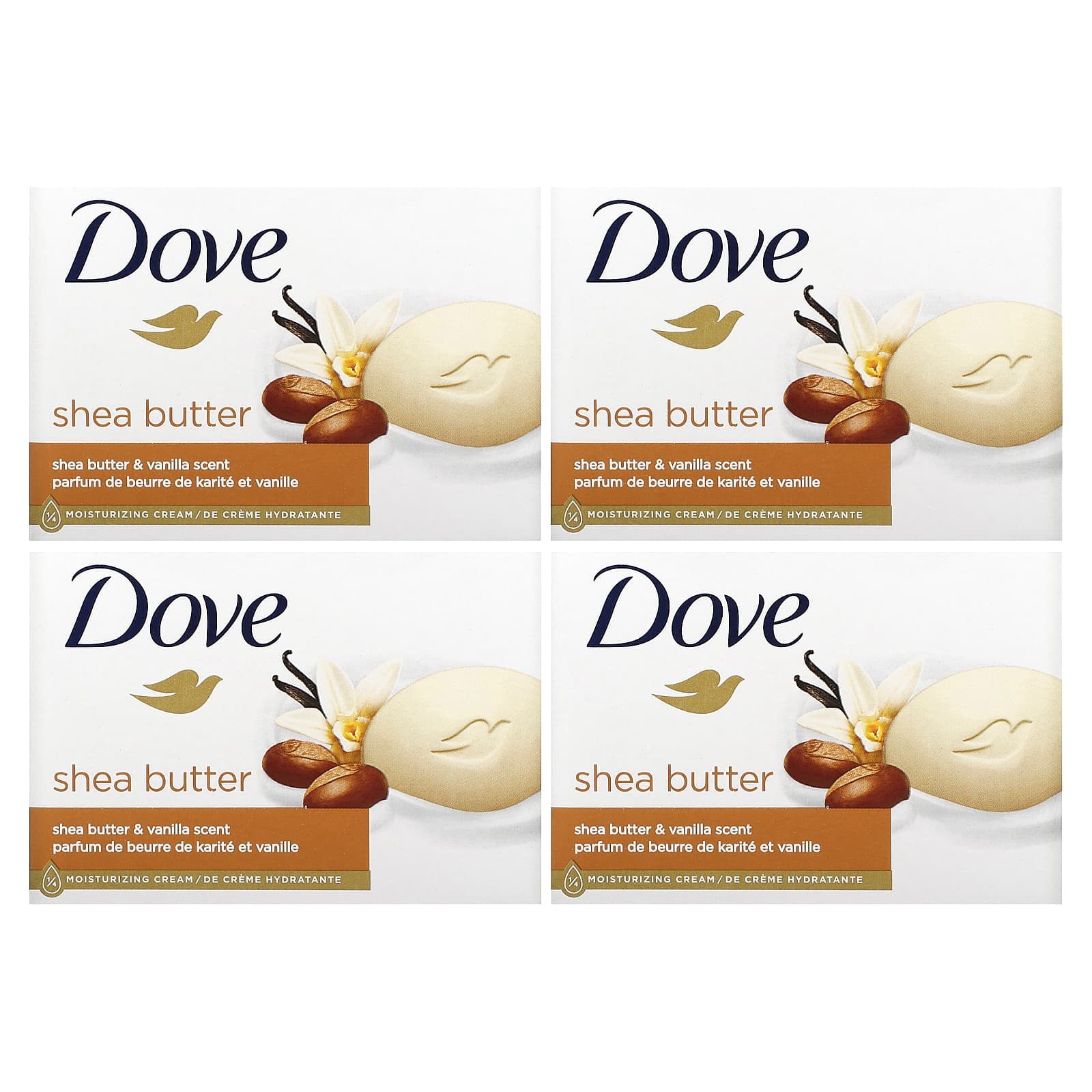 Dove Shea Butter & Vanilla Beauty Bar Soap, 2 Bars, 3.75 oz Each - Image 1