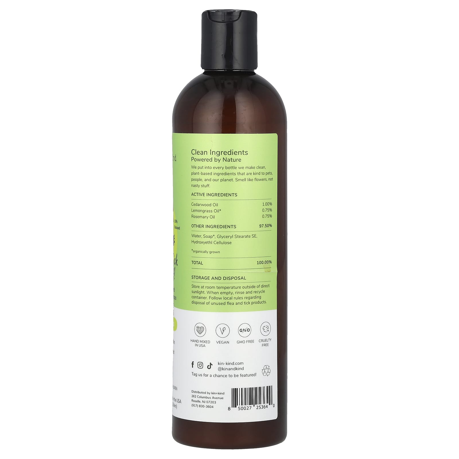 Kin+Kind, Flea + Tick Relief!, Plant-Powered Dog + Cat Shampoo, Lemongrass, 12 fl oz (354 ml) - Image 2
