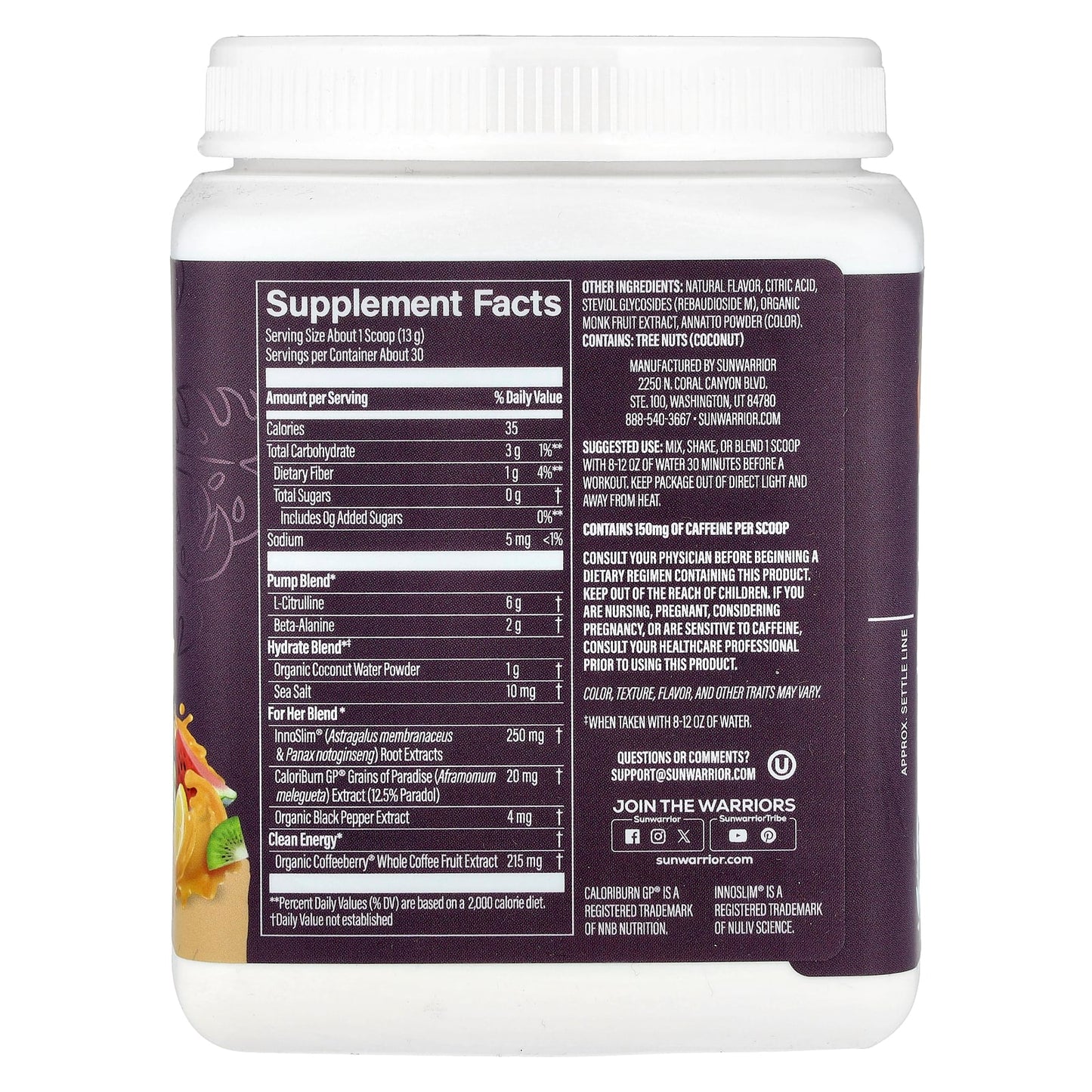 Sunwarrior, Sport, Active Pre-Workout For Her, Citrus Sunrise, 13.5 oz (384 g) - Image 2