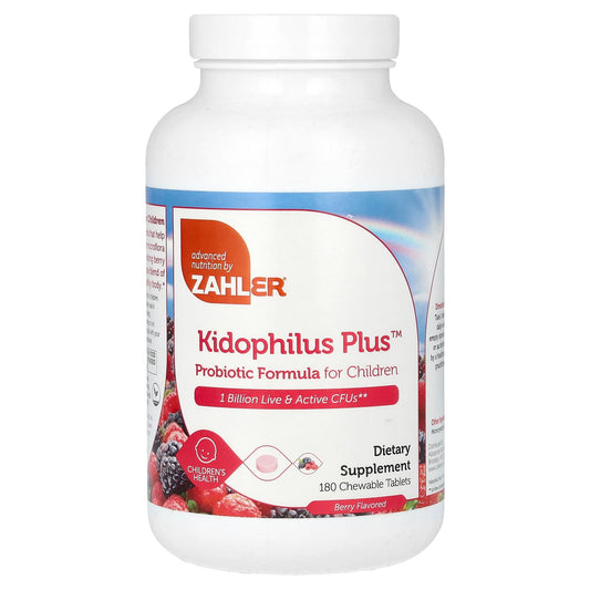 Zahler, Kidophilus Plus, Probiotic Formula For Children, Berry, 1 Billion CFUs, 180 Chewable Tablets - Image 1