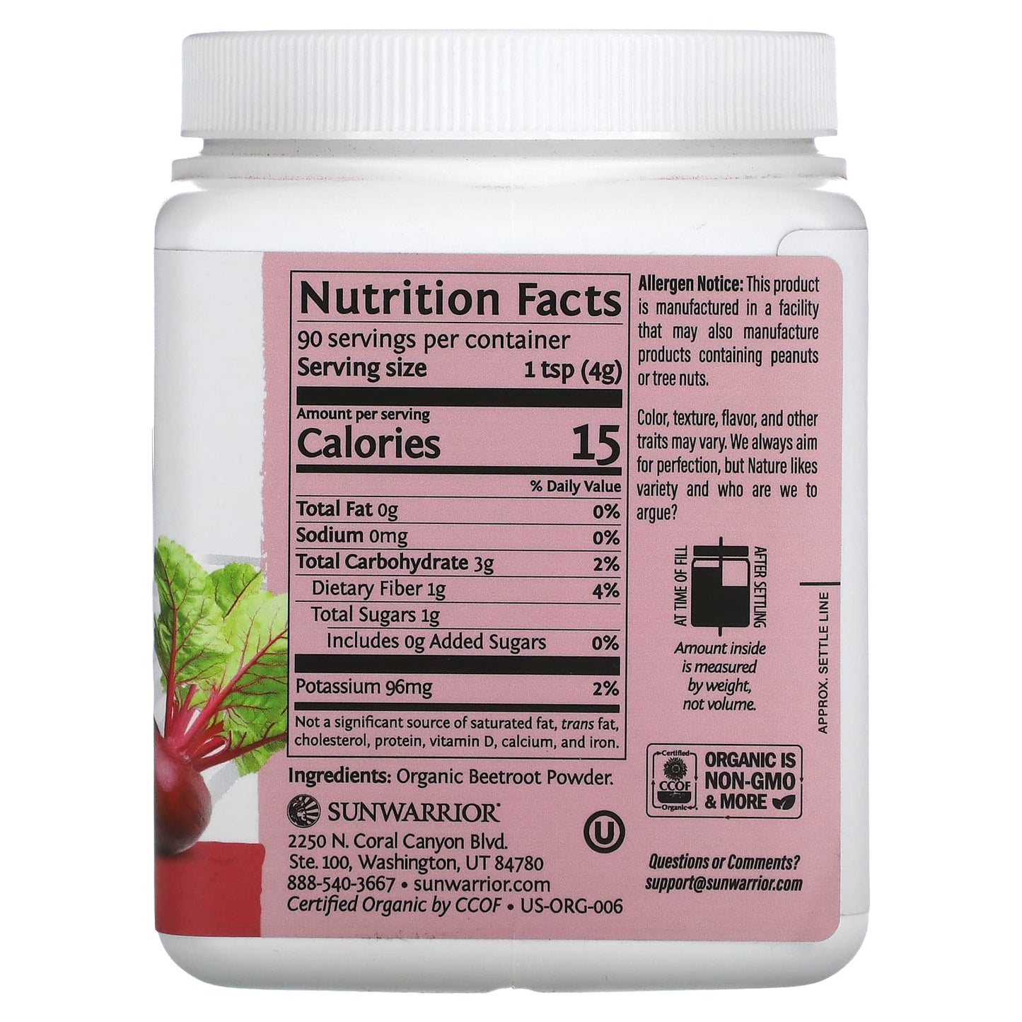 Sunwarrior, Harvest, Beetroot Powder, 12.69 oz (360 g) - Image 2