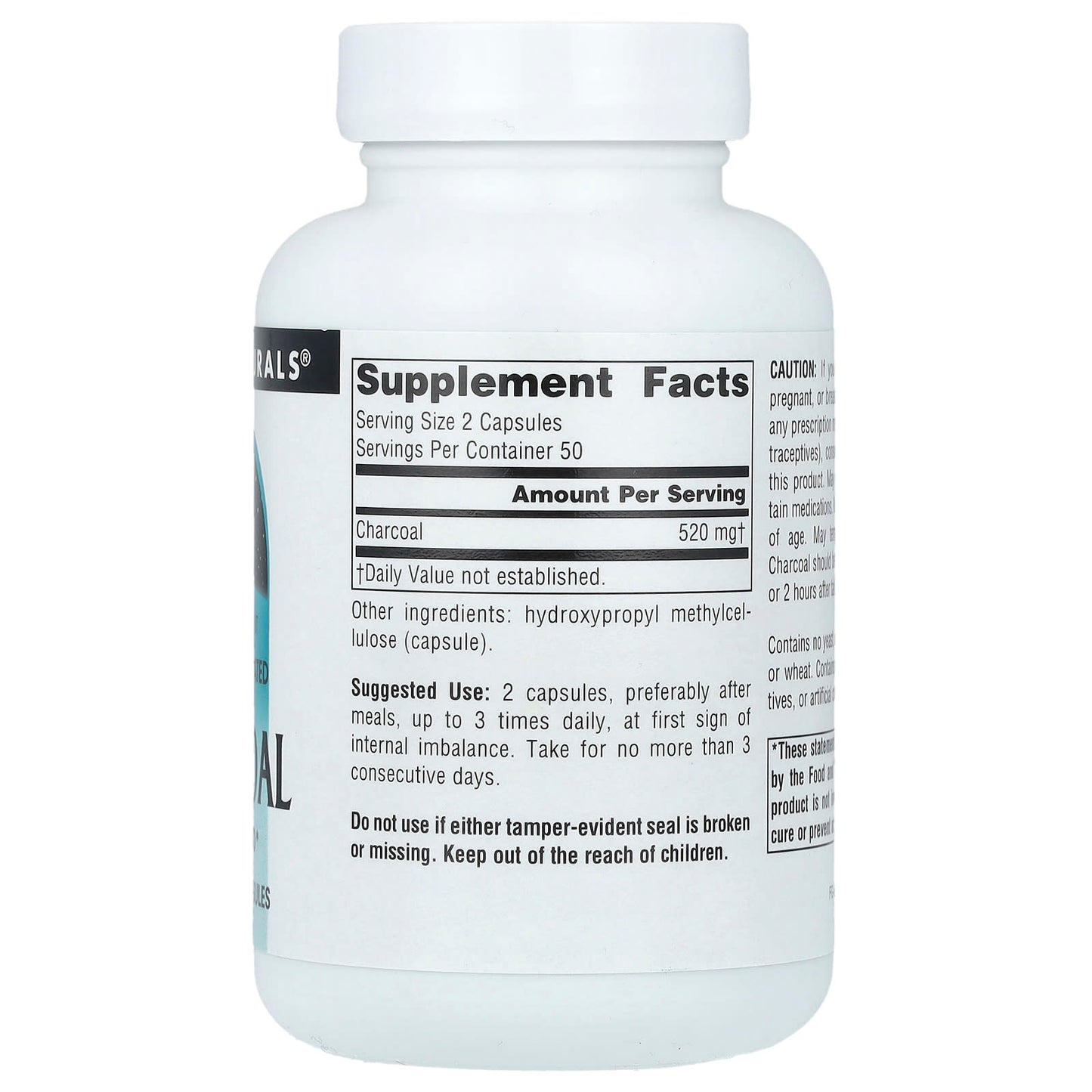 Source Naturals, 100% Pure Activated Charcoal, 260 mg , 100 Capsules - Image 2