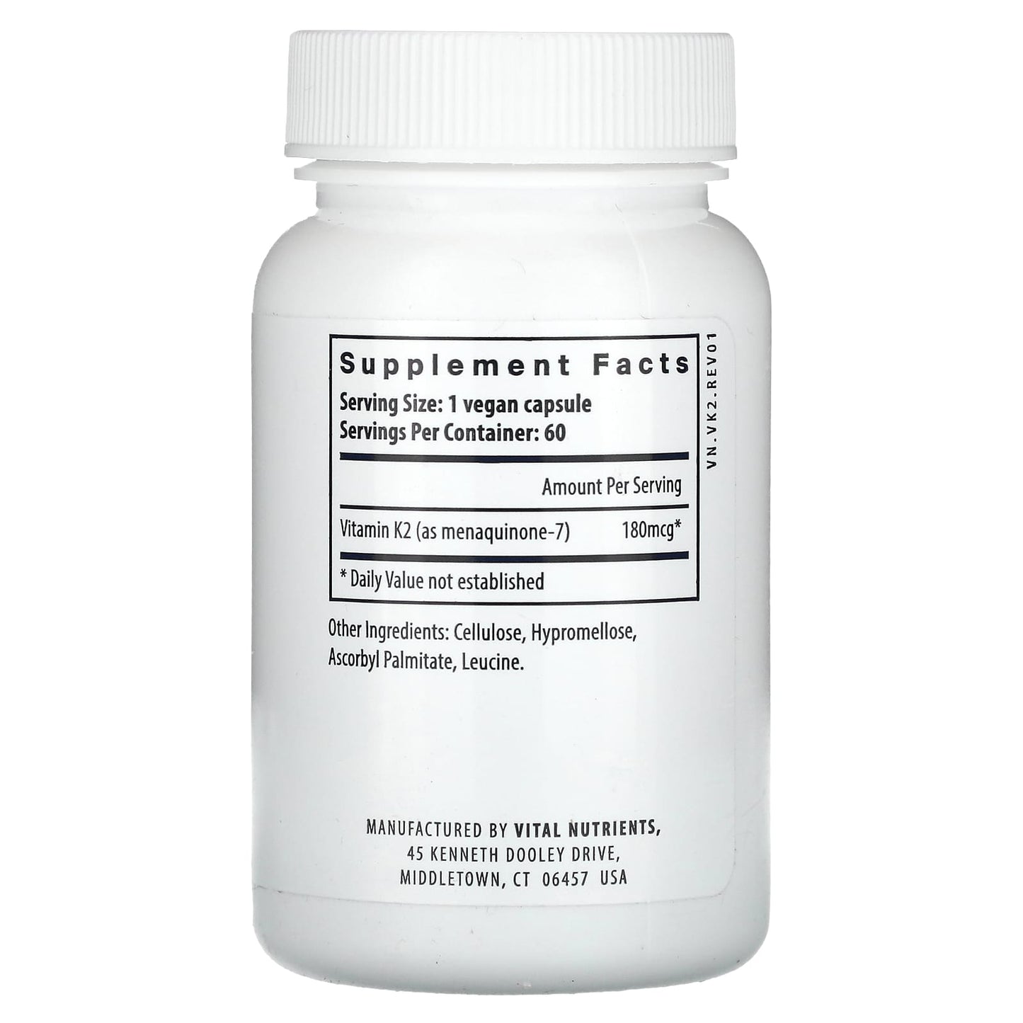 Vital Nutrients, Vitamin K2-7, 60 Vegan Capsules (180 mcg per Capsule) - Image 2