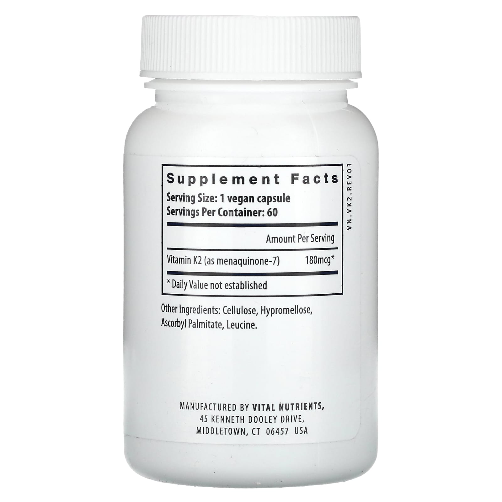 Vital Nutrients, Vitamin K2-7, 60 Vegan Capsules (180 mcg per Capsule) - Image 2