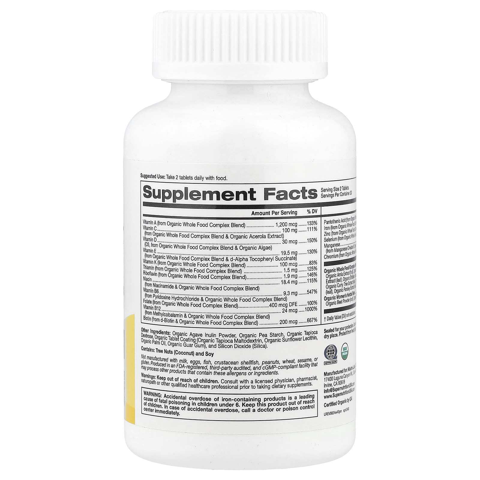 Organic Whole Food Women's 40+ Multivitamin with Natural Energy Boost - Image 2