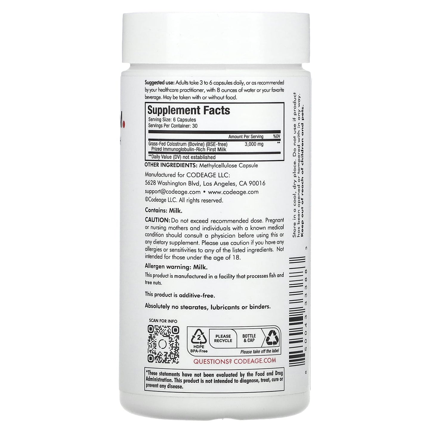 Codeage Immuno Colostrum, 180 Capsules for Immune System Support - Image 2