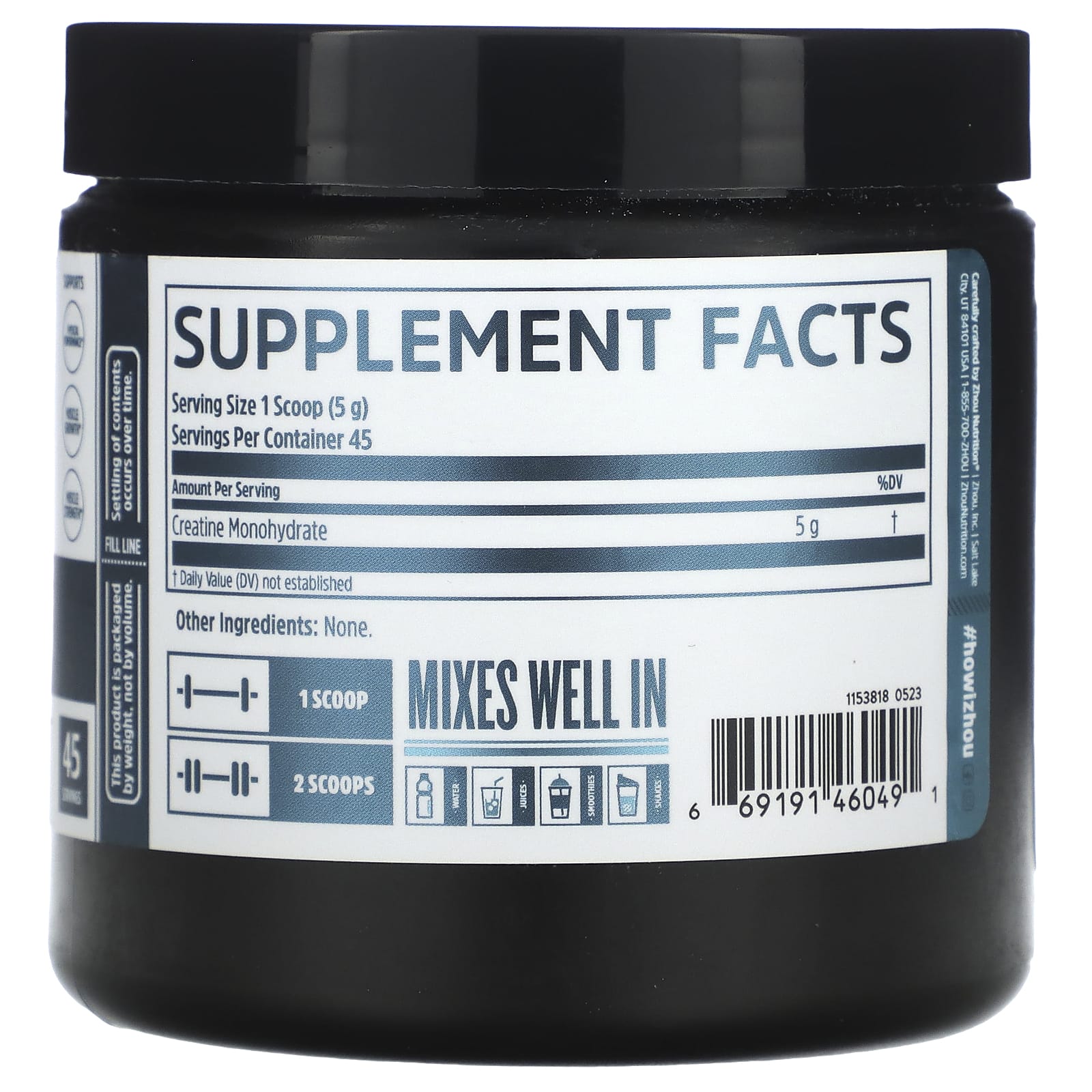 Zhou Nutrition, Creatine, Unflavored, 5 g, 7.94 oz (225 g) - Image 2