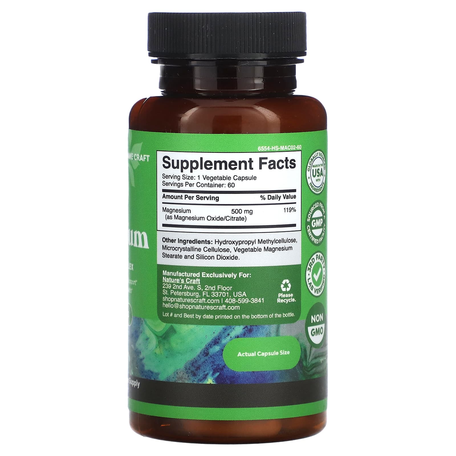 Nature's Craft, Magnesium, Advanced Complex, 500 mg, 60 Capsules - Image 2