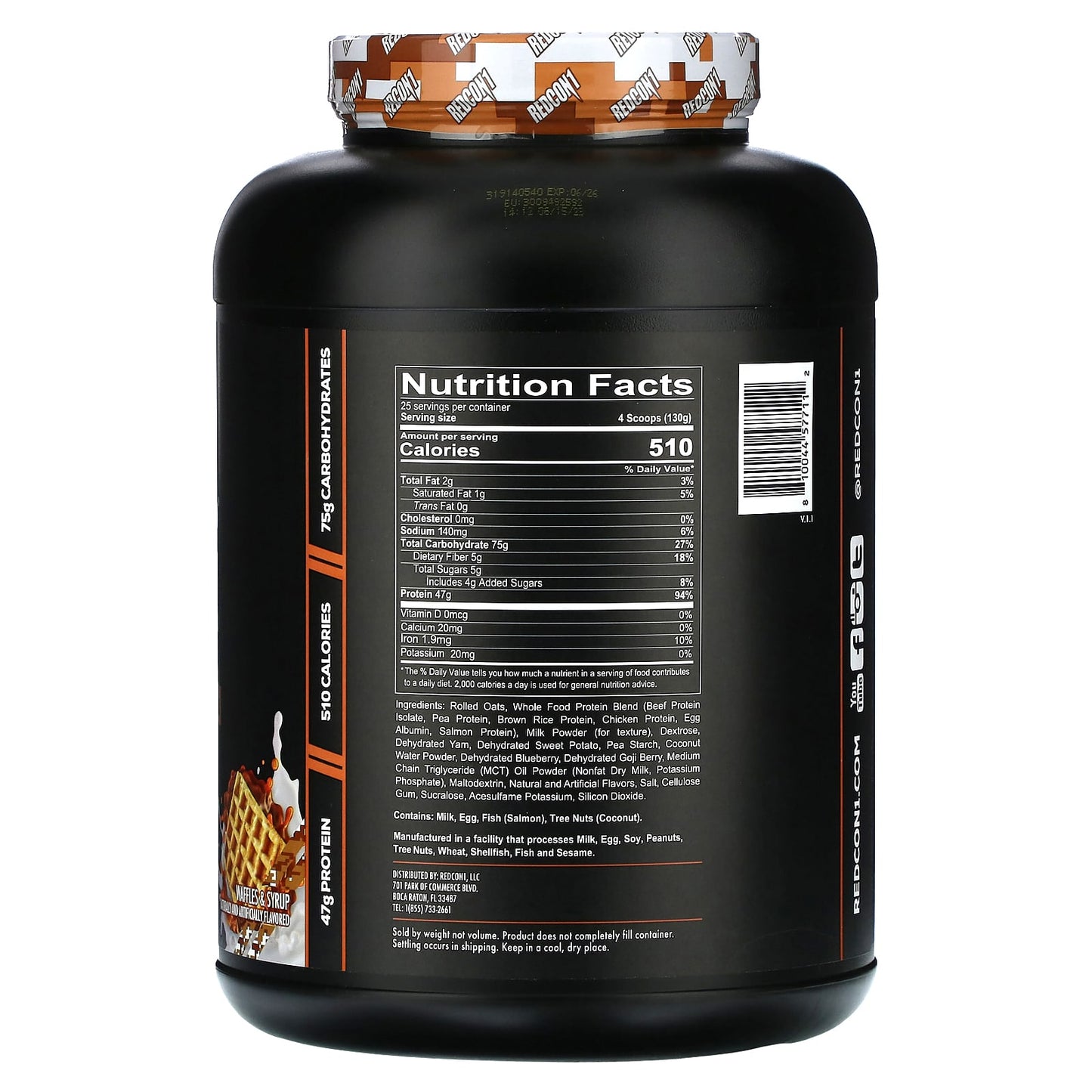 Redcon1, MRE, Whole Food Protein, Waffles & Syrup, 7.16 lb (3,250 g) - Image 2