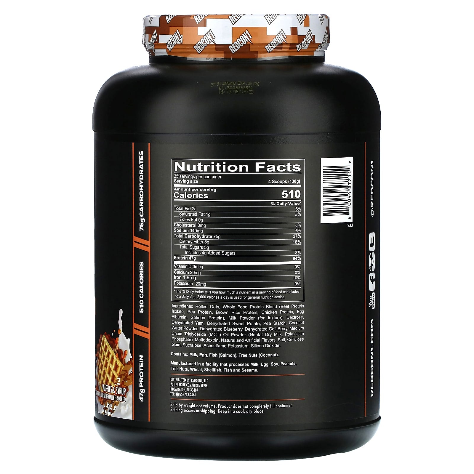 Redcon1, MRE, Whole Food Protein, Waffles & Syrup, 7.16 lb (3,250 g) - Image 2