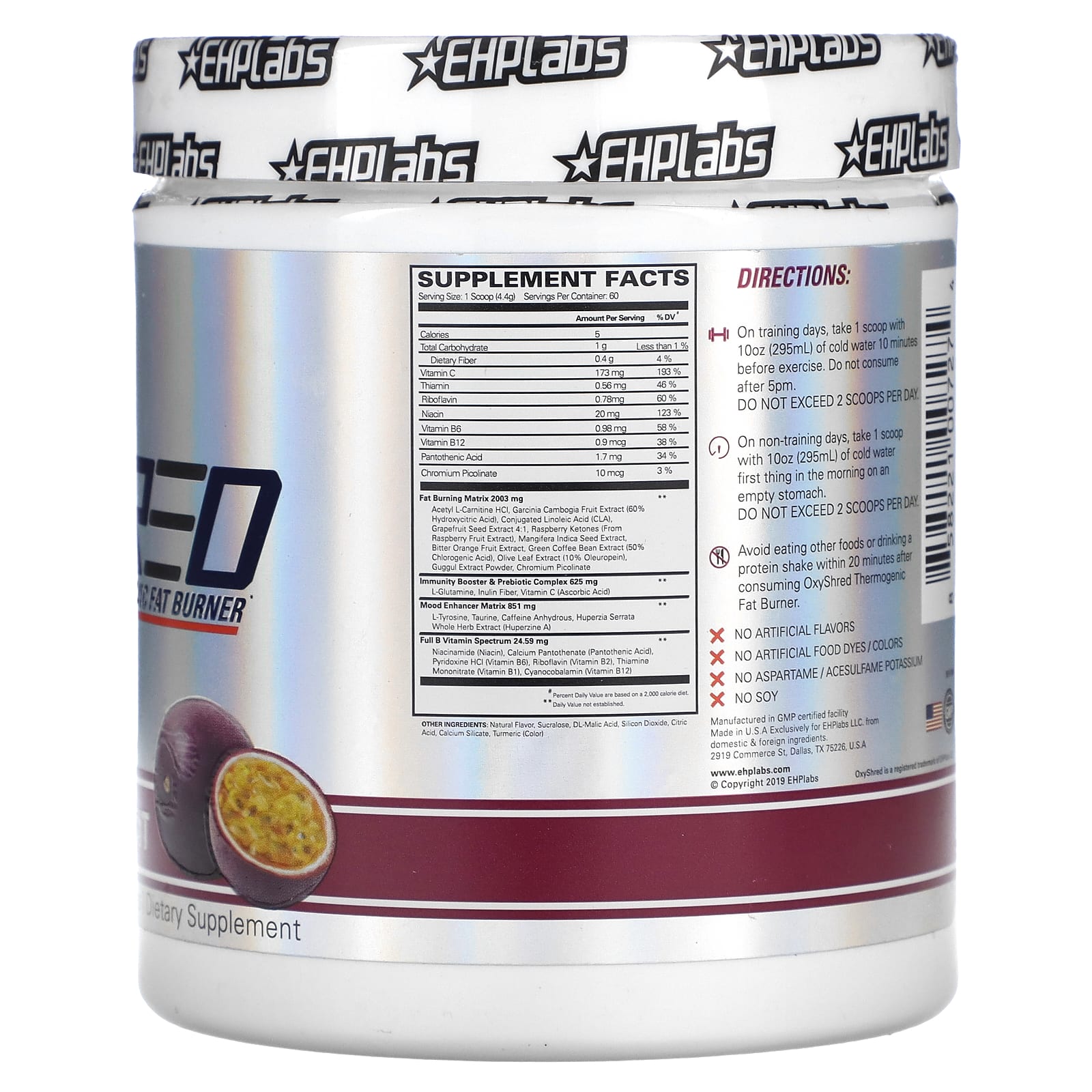 EHPlabs OxyShred Thermogenic Fat Burner, 9.3 oz (264g) - Image 2