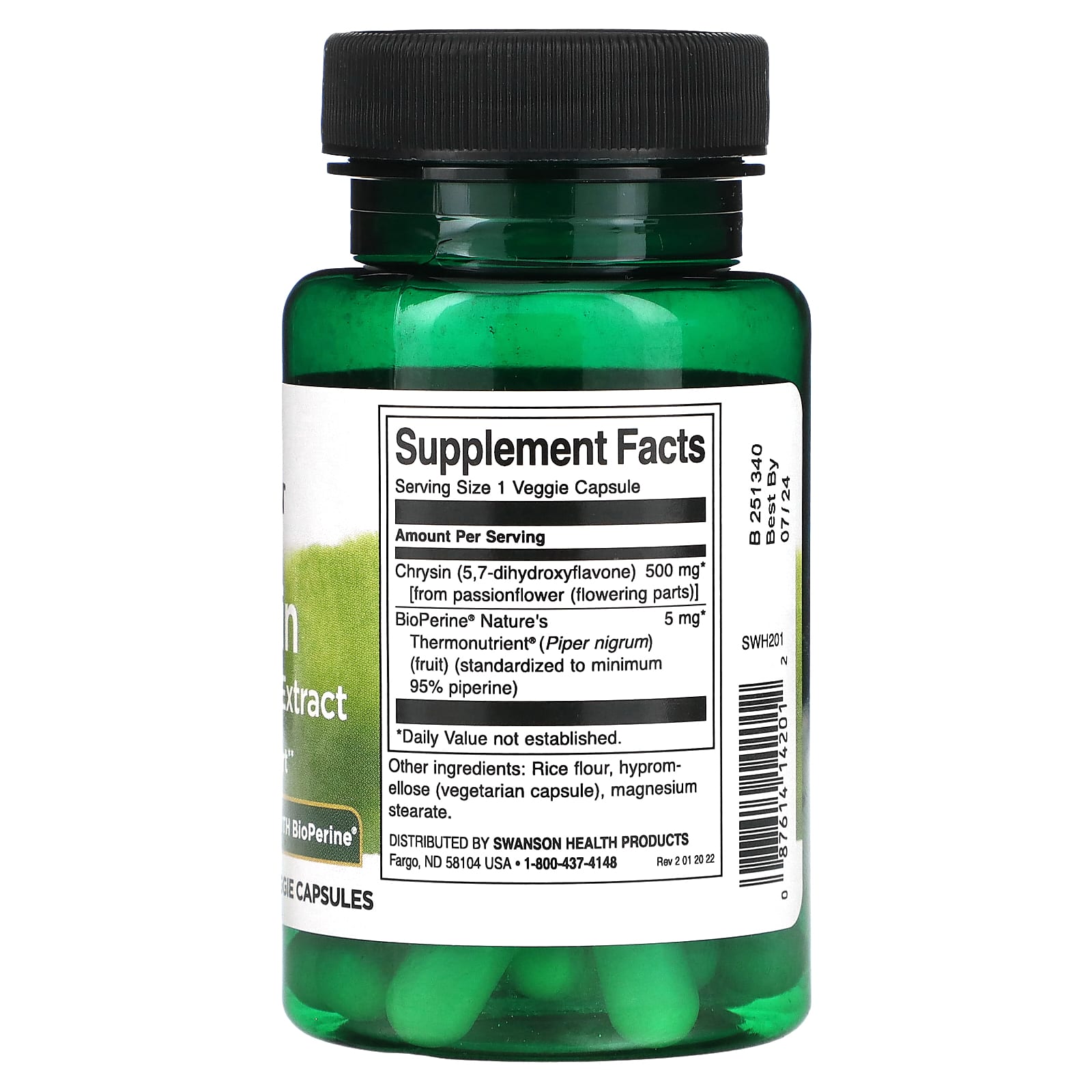 Swanson, Chrysin Passionflower Extract, 30 Veggie Capsules - Image 2
