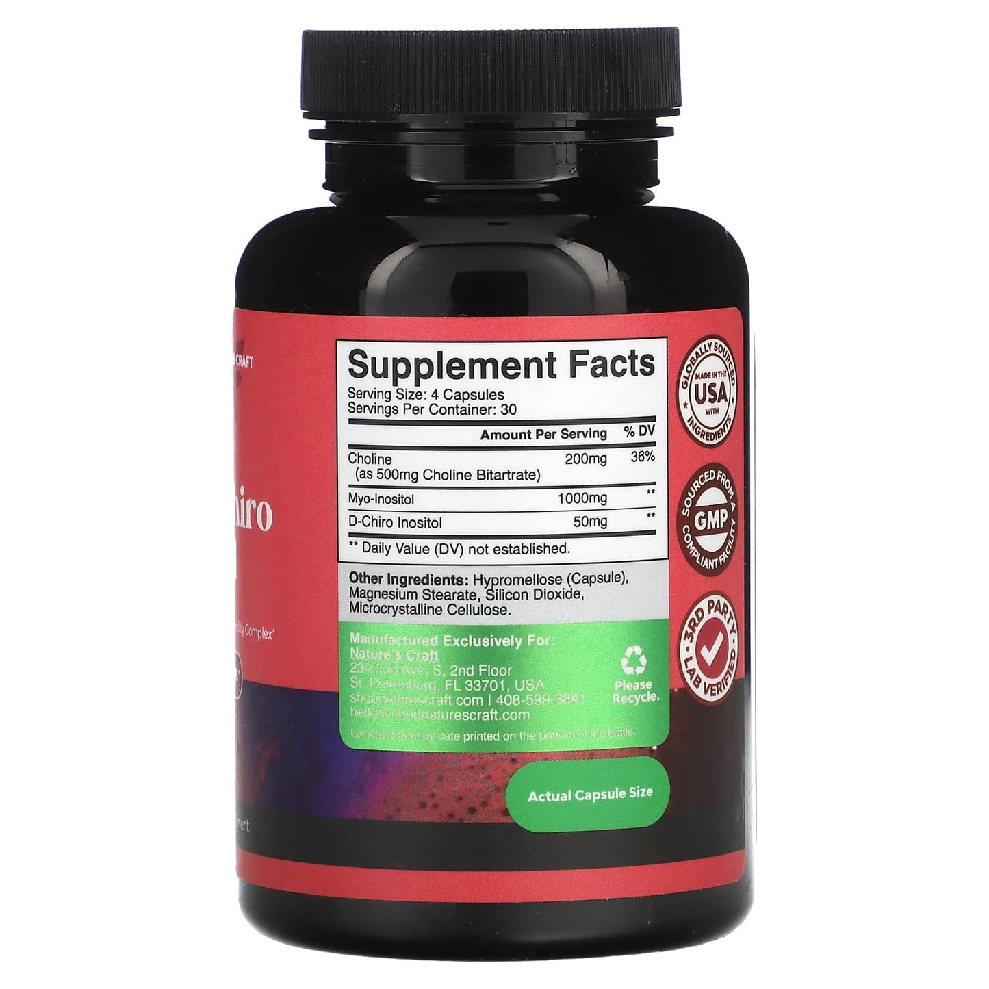 Nature's Craft, Myo & D-Chiro Inositol with Choline, 120 Capsules - Image 2