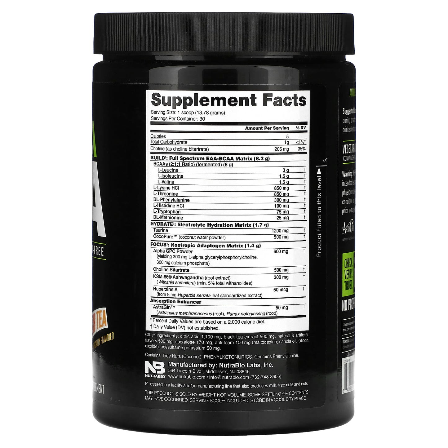 NutraBio, Alpha EAA, Peach Tea, 0.91 lb (413 g) - Image 2